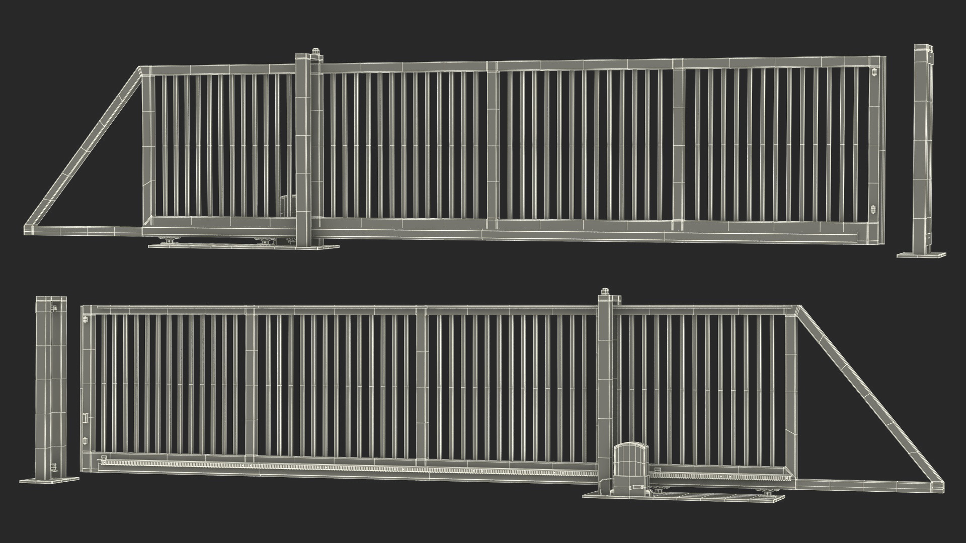 Industrial Sliding Gates Grey 3D model