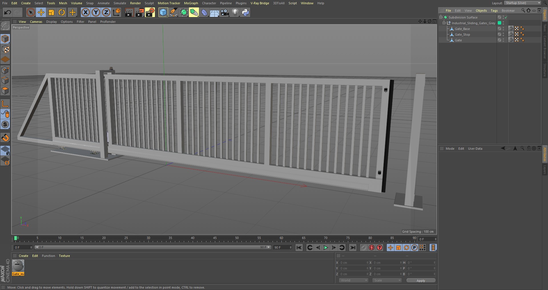 Industrial Sliding Gates Grey 3D model