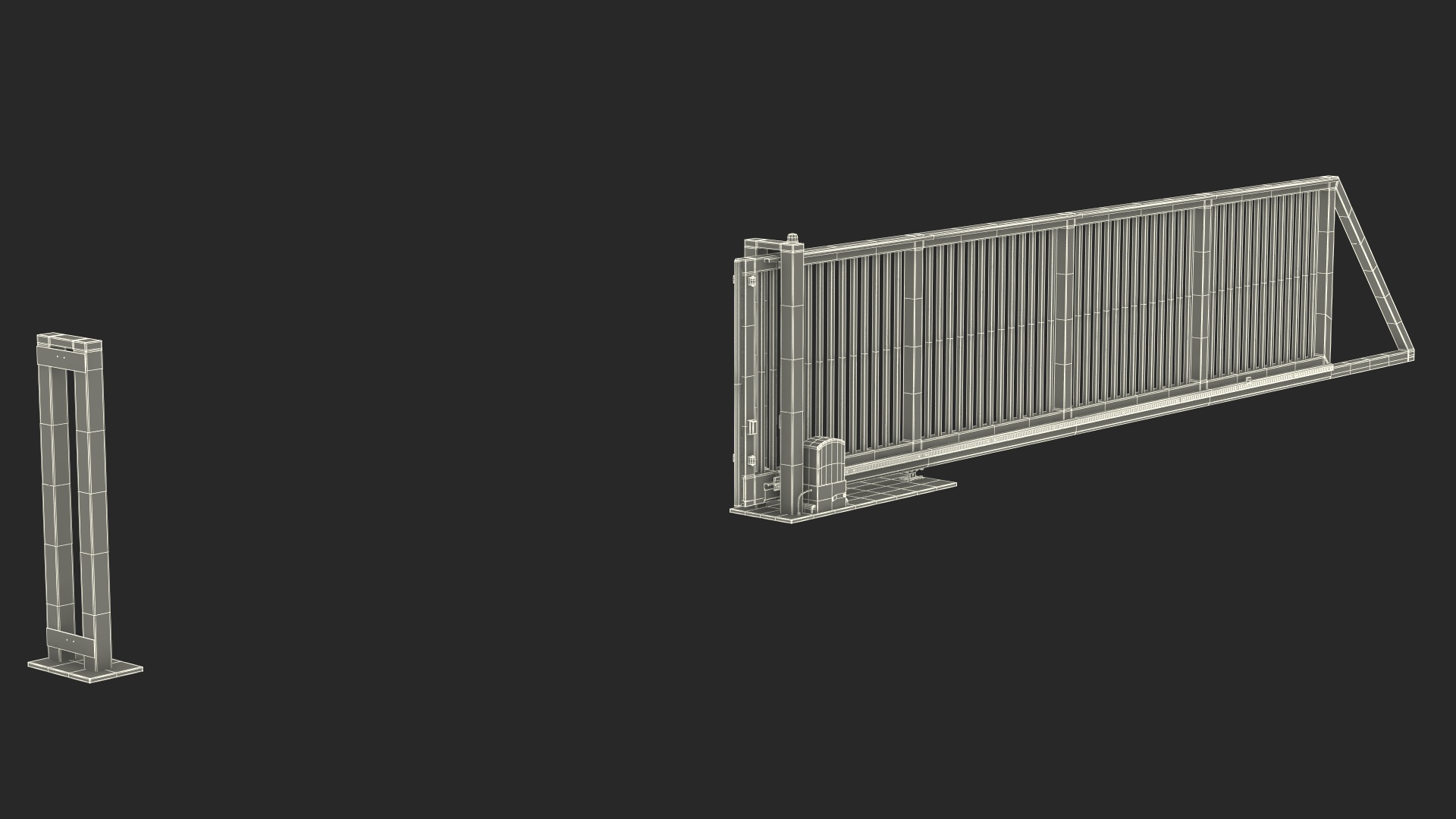 Industrial Sliding Gates Grey 3D model