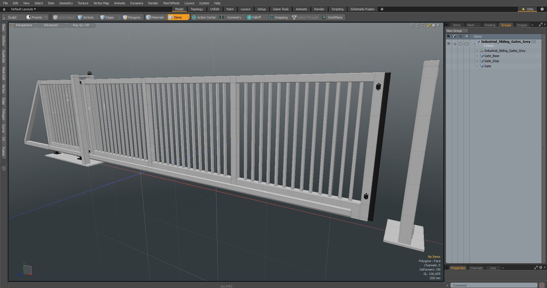 Industrial Sliding Gates Grey 3D model