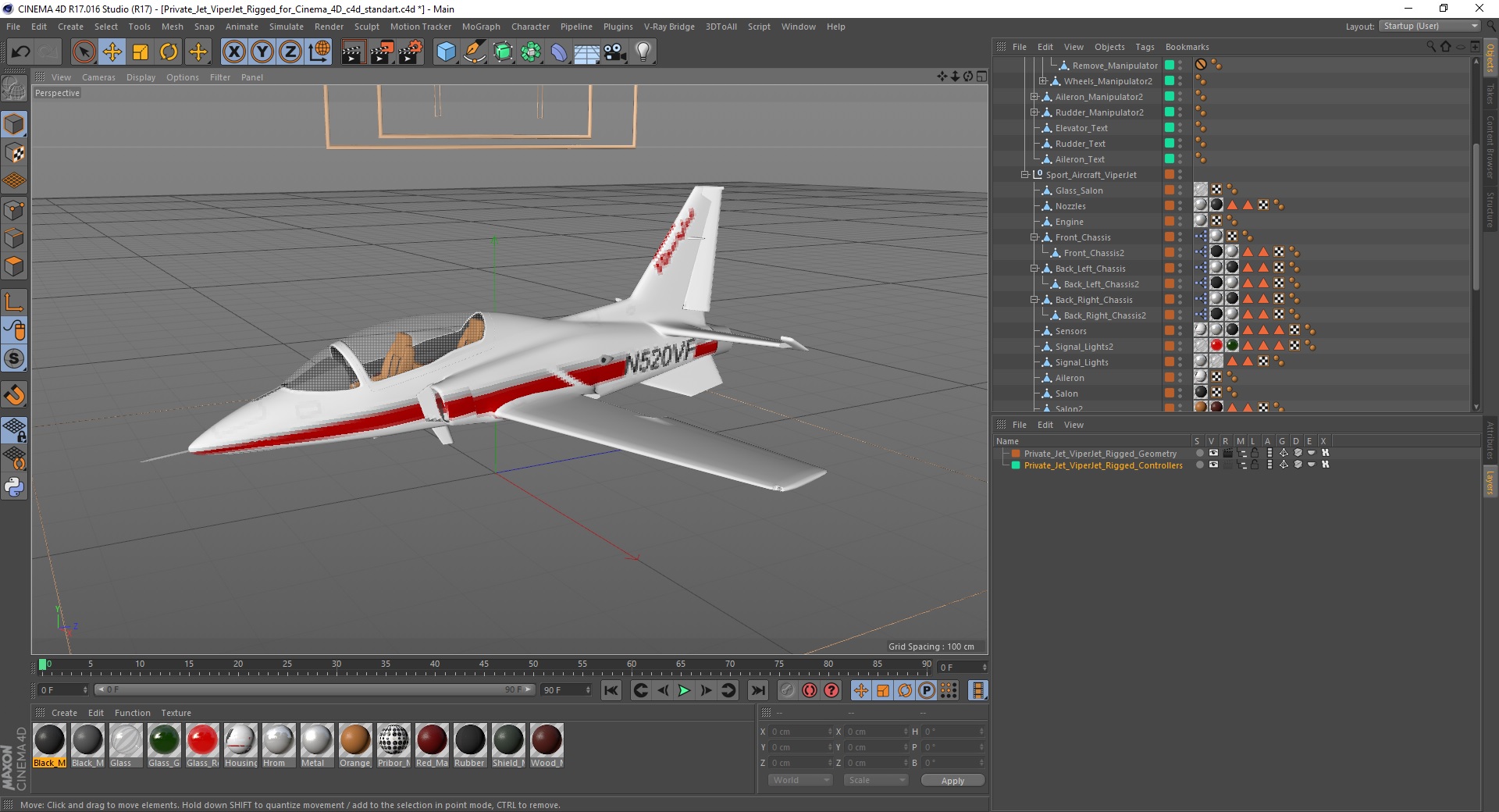 3D Private Jet ViperJet Rigged for Cinema 4D