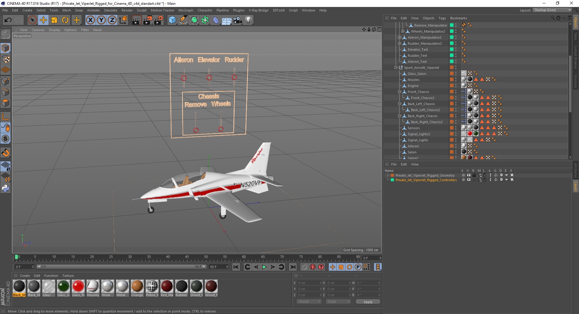3D Private Jet ViperJet Rigged for Cinema 4D