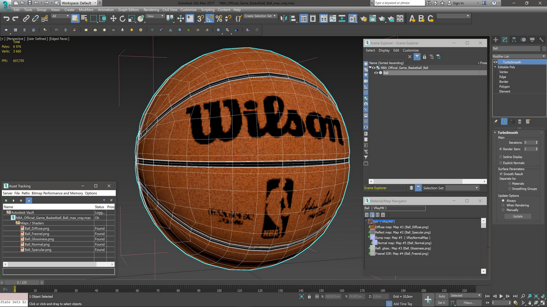 3D NBA Official Game Basketball Ball model