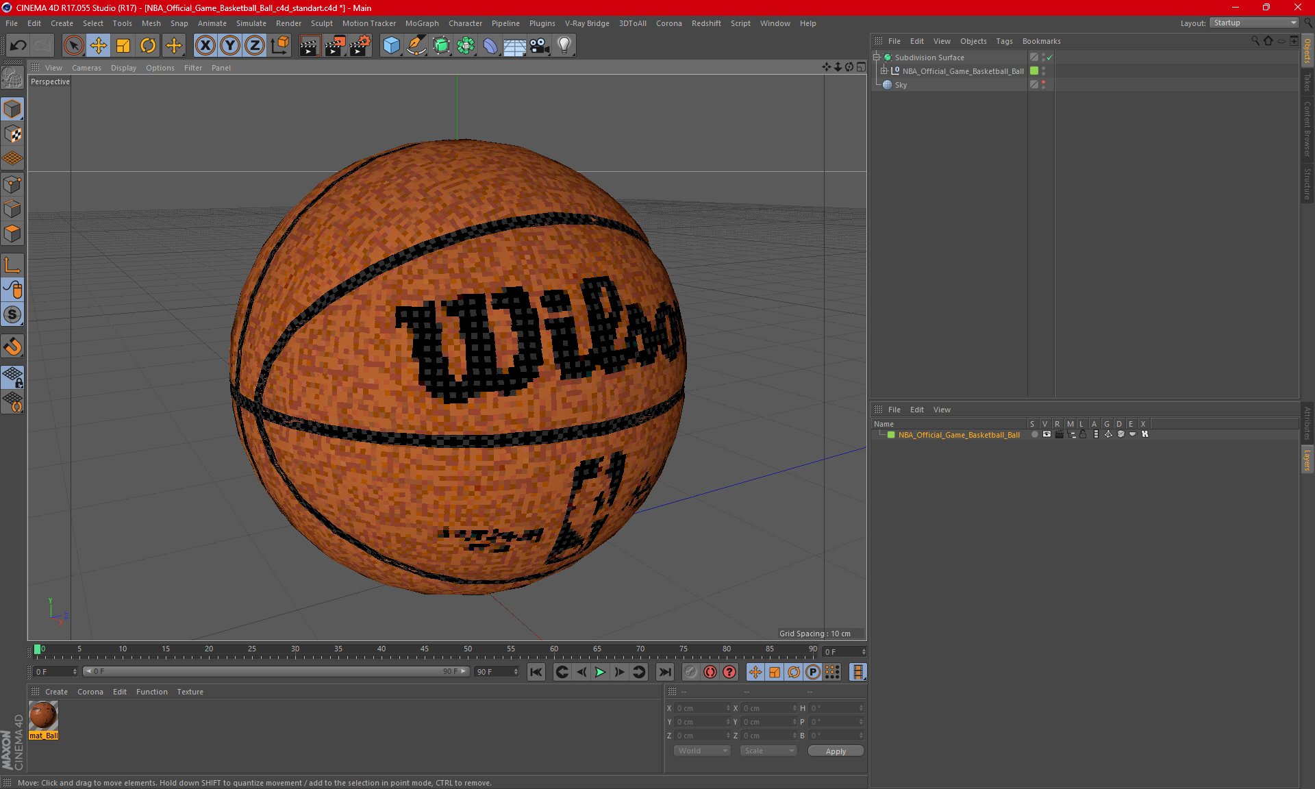 3D NBA Official Game Basketball Ball model