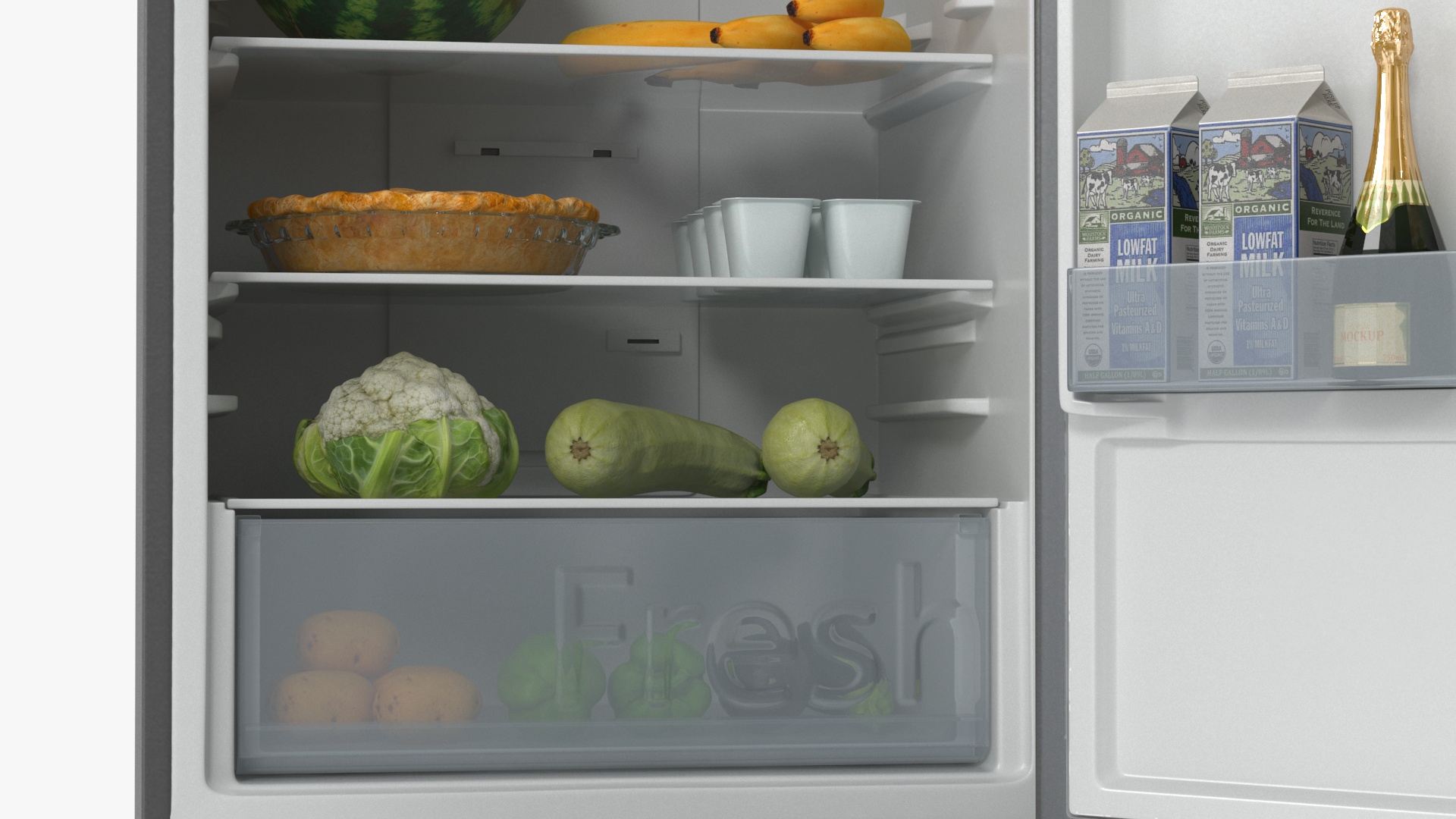 3D Open Fridge Full of Products model