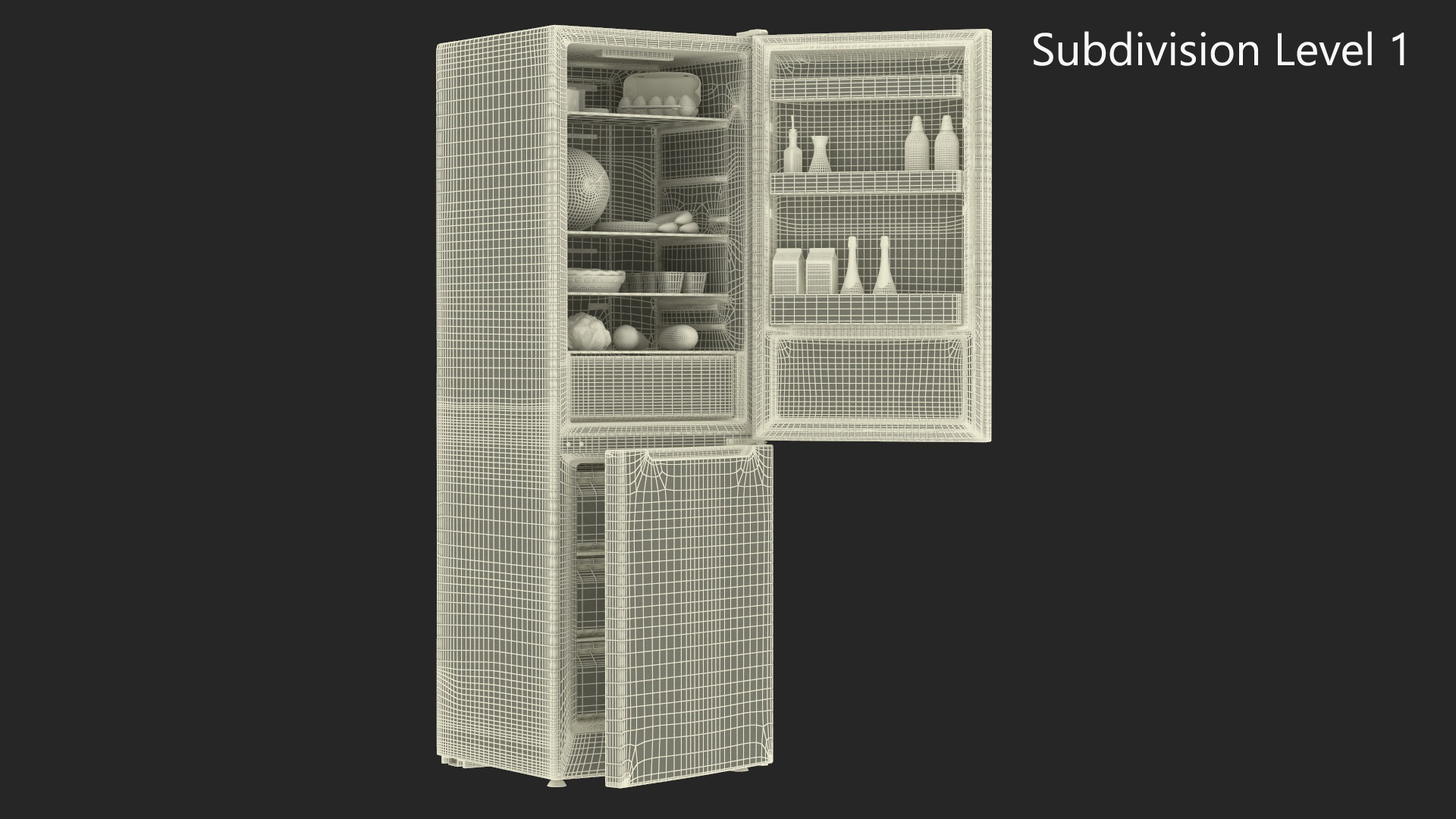 3D Open Fridge Full of Products model