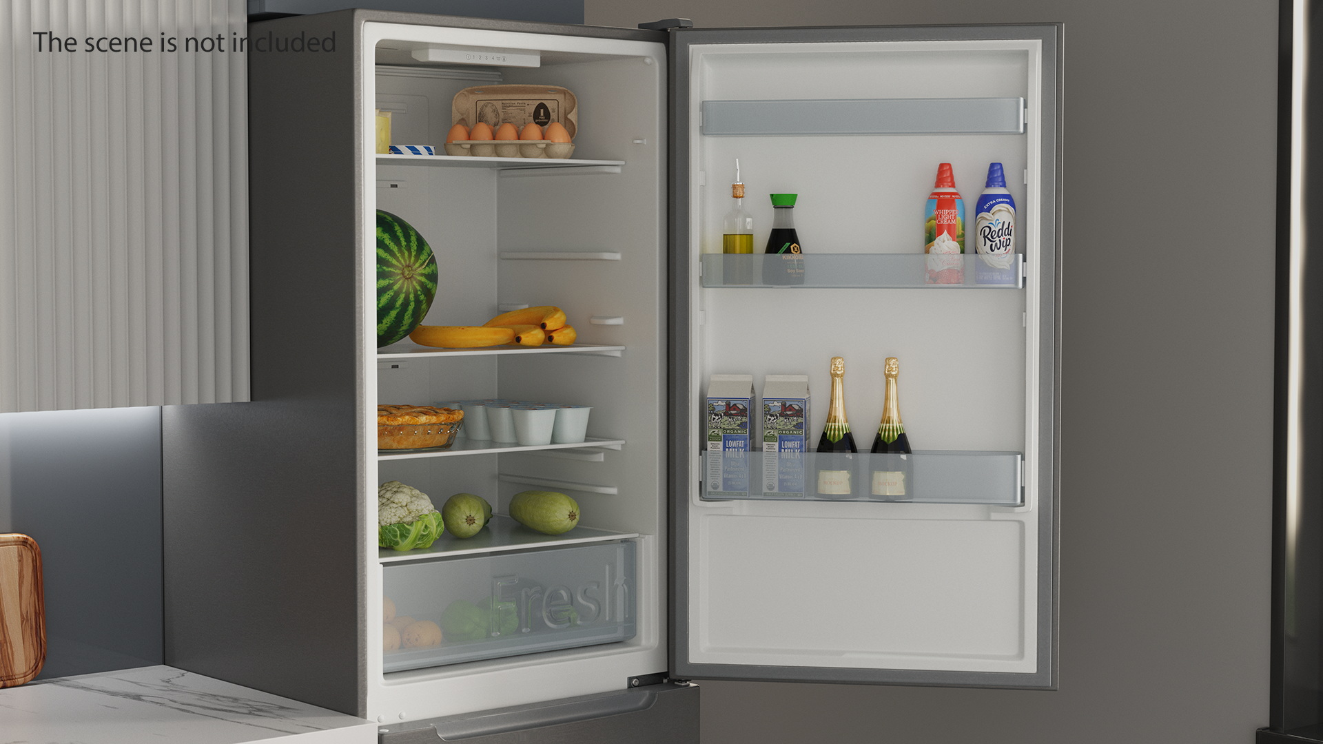 3D Open Fridge Full of Products model