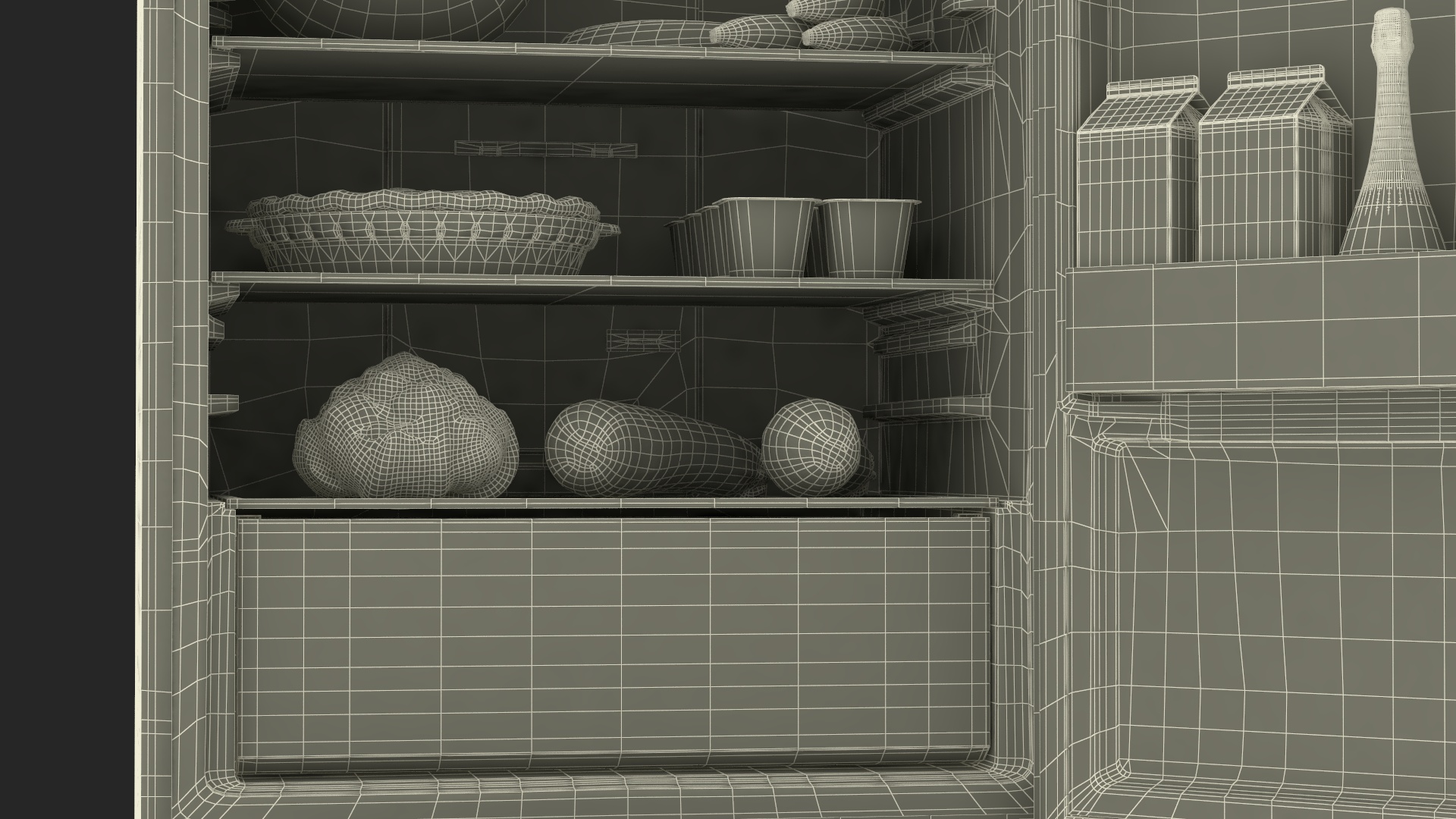 3D Open Fridge Full of Products model