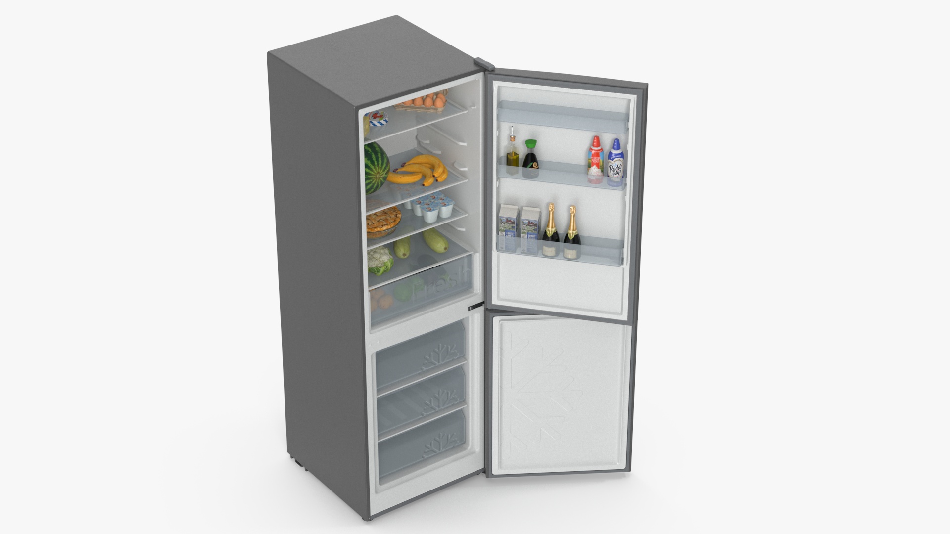 3D Open Fridge Full of Products model