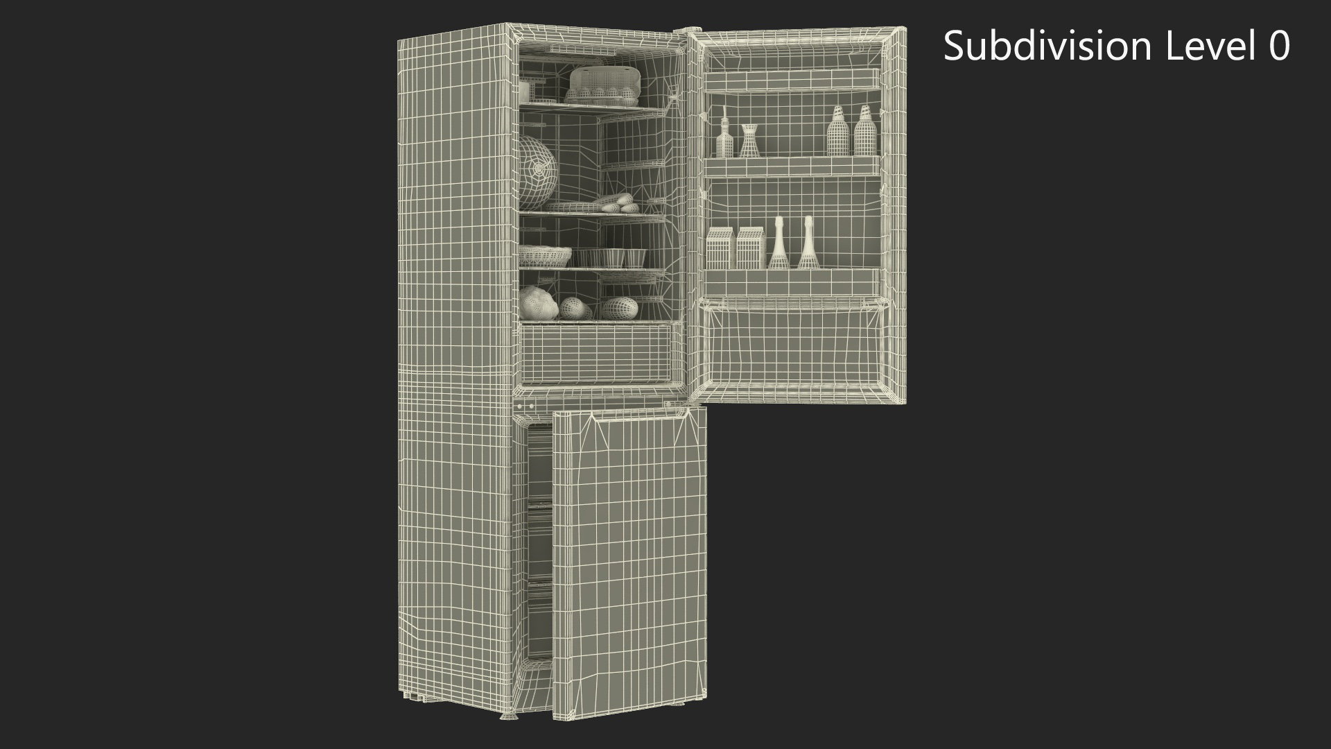 3D Open Fridge Full of Products model