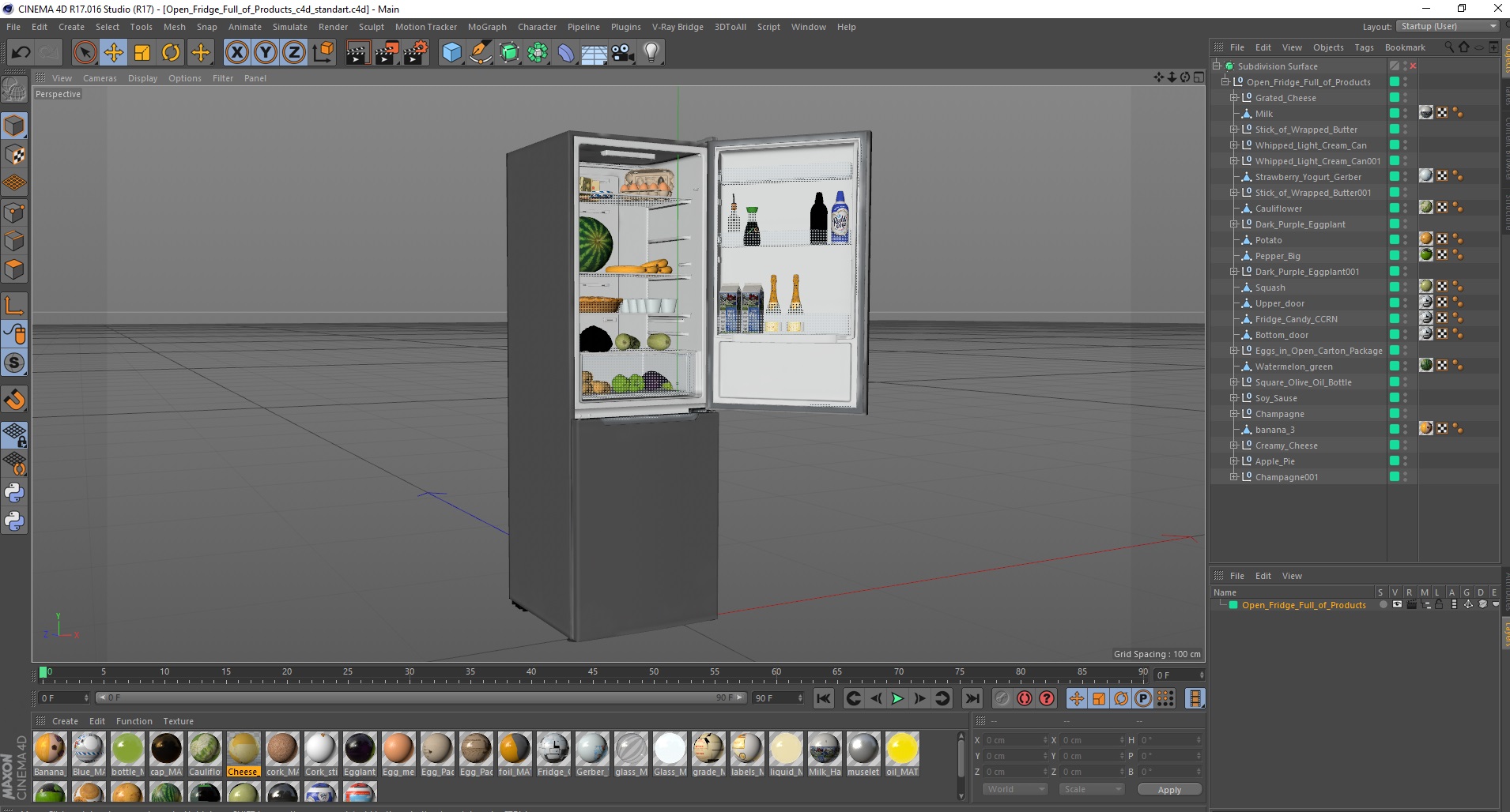 3D Open Fridge Full of Products model