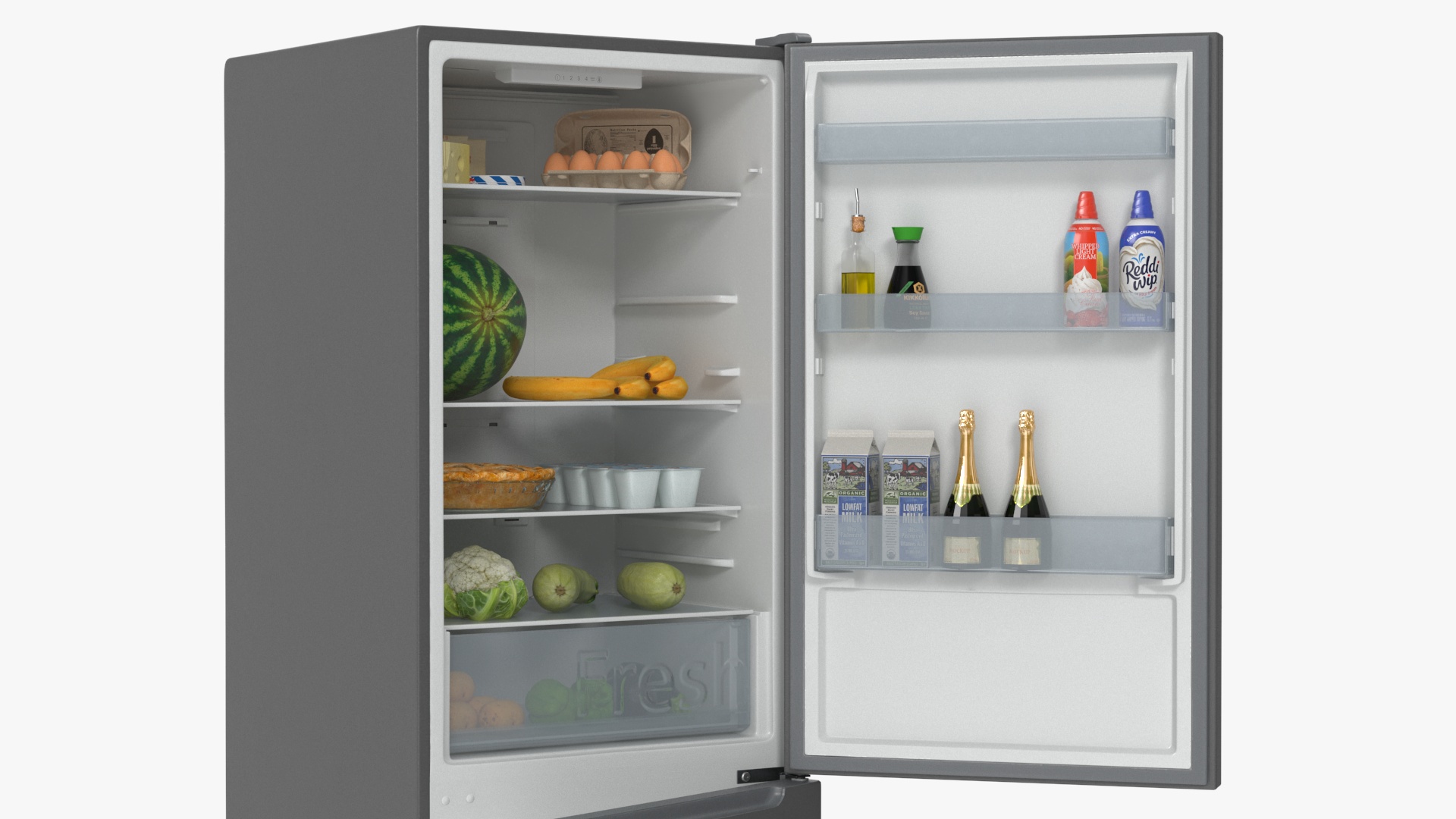 3D Open Fridge Full of Products model