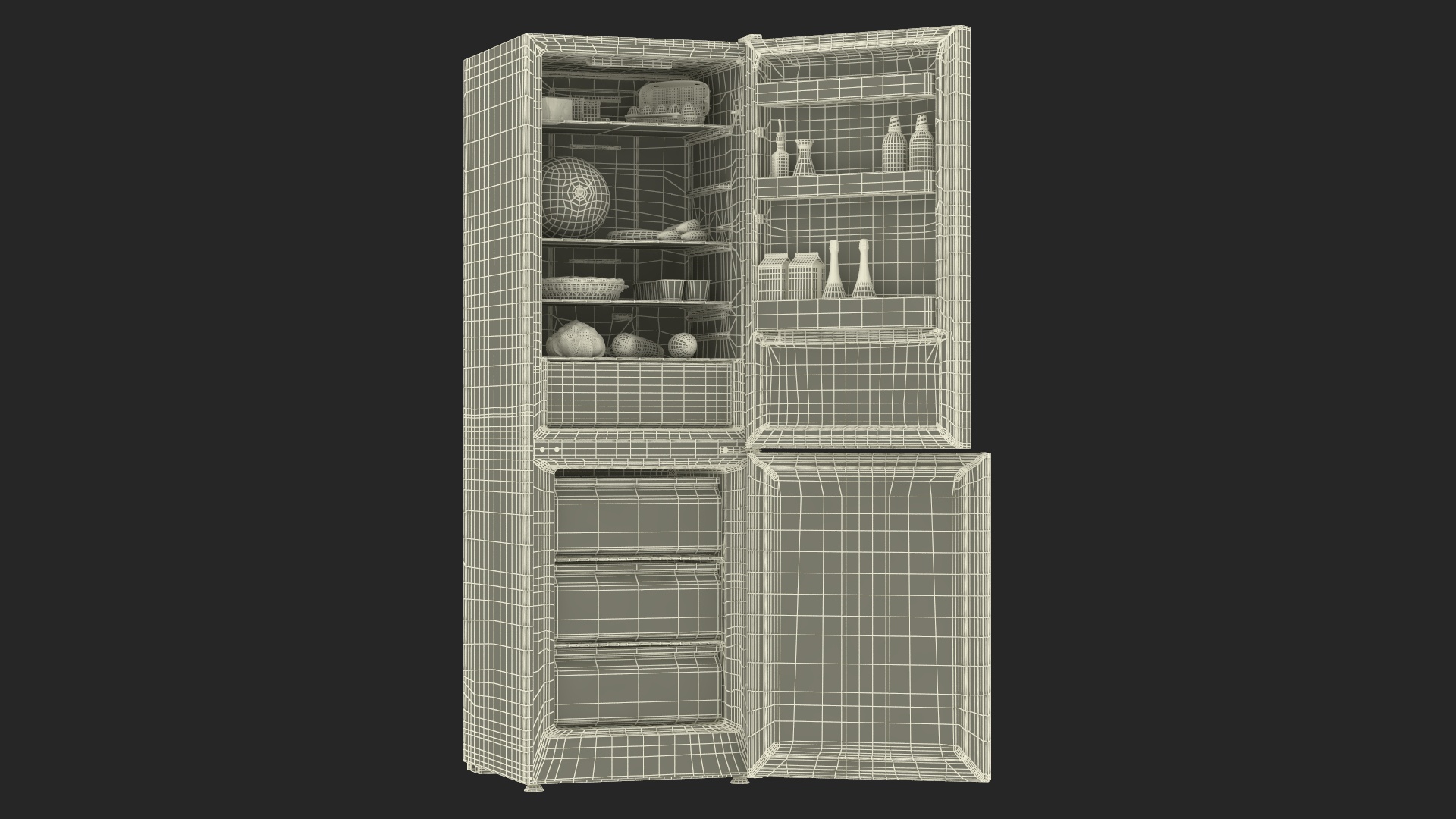 3D Open Fridge Full of Products model