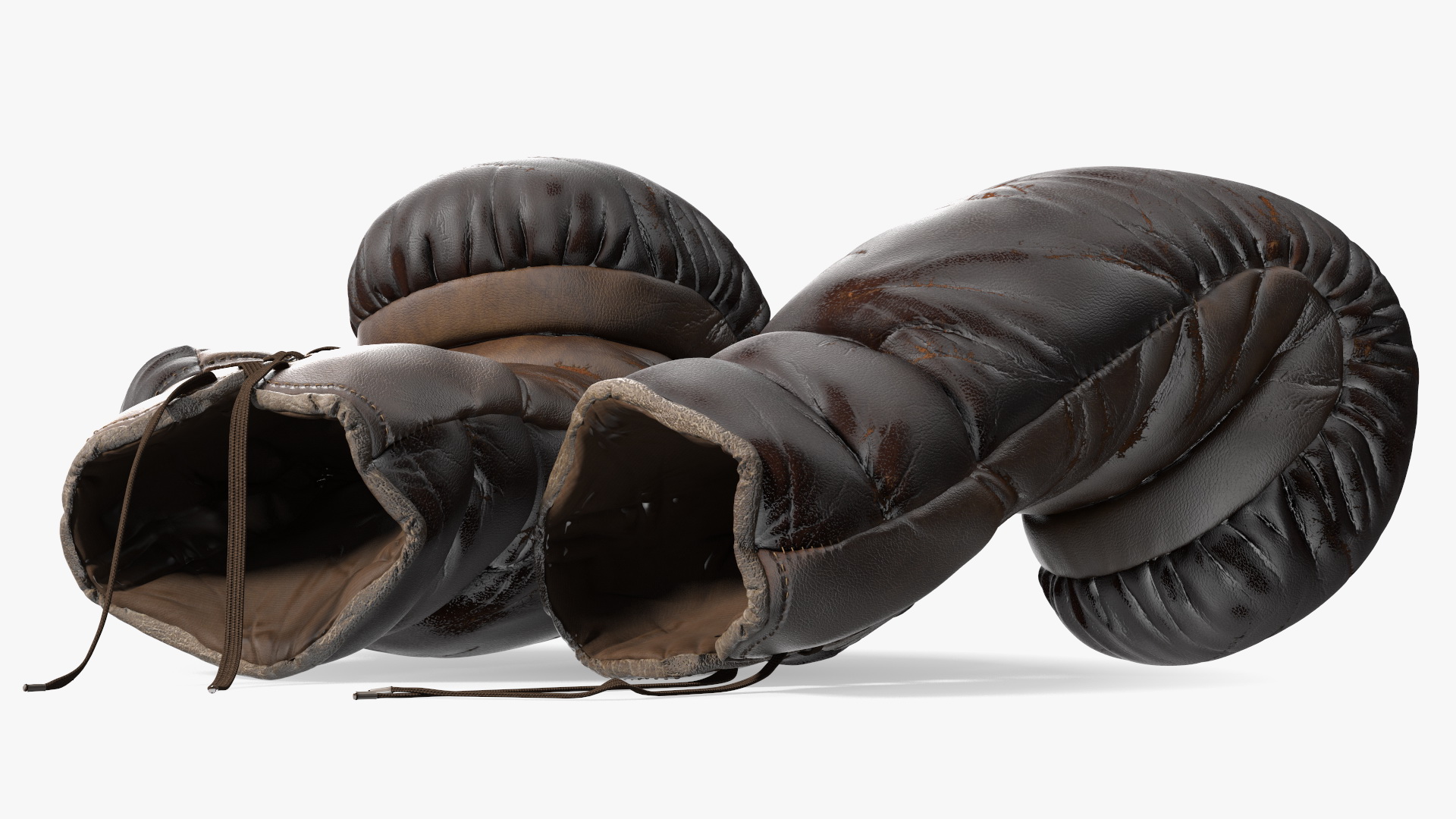 3D Old Brown Leather Boxing Gloves