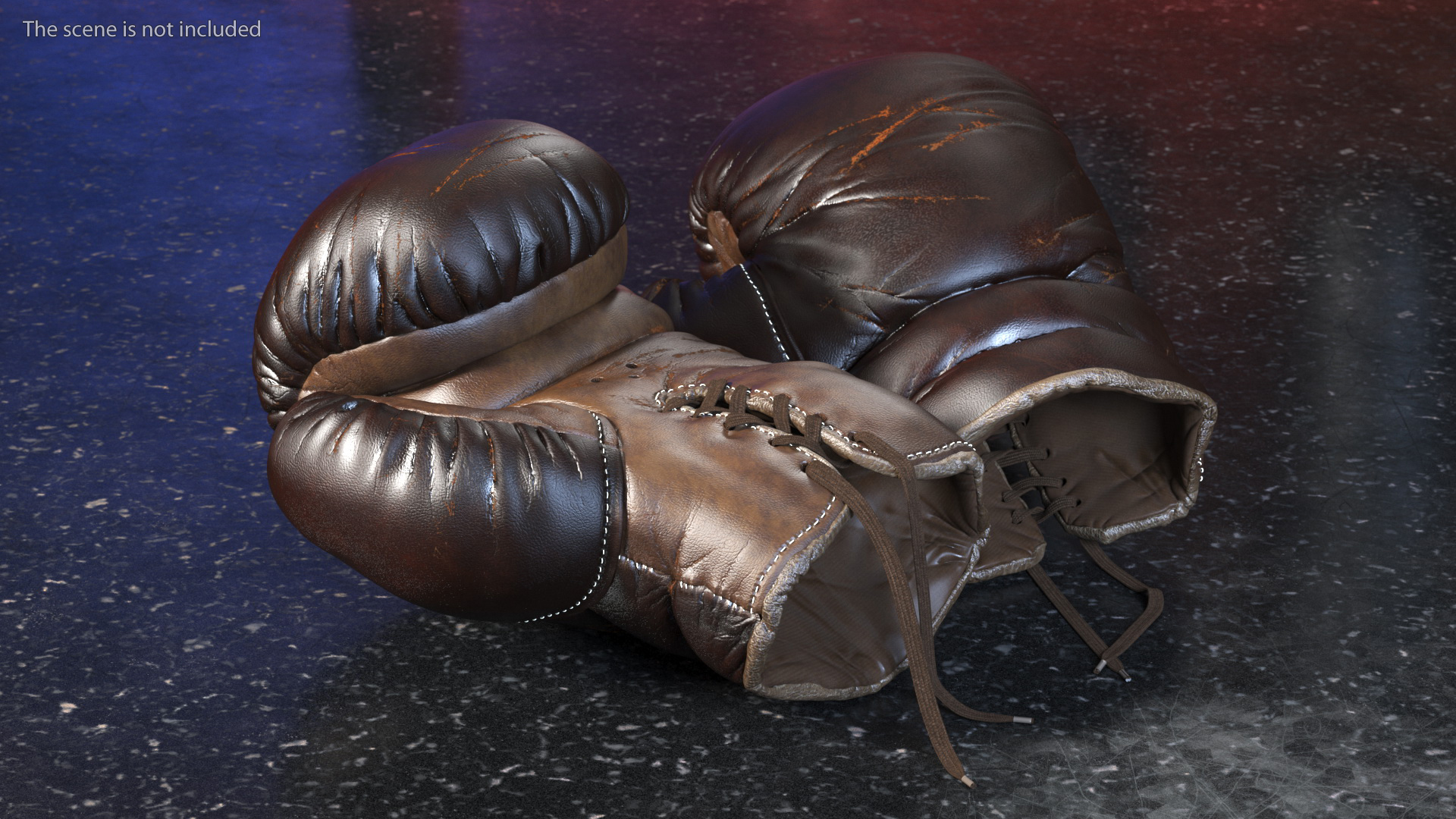 3D Old Brown Leather Boxing Gloves