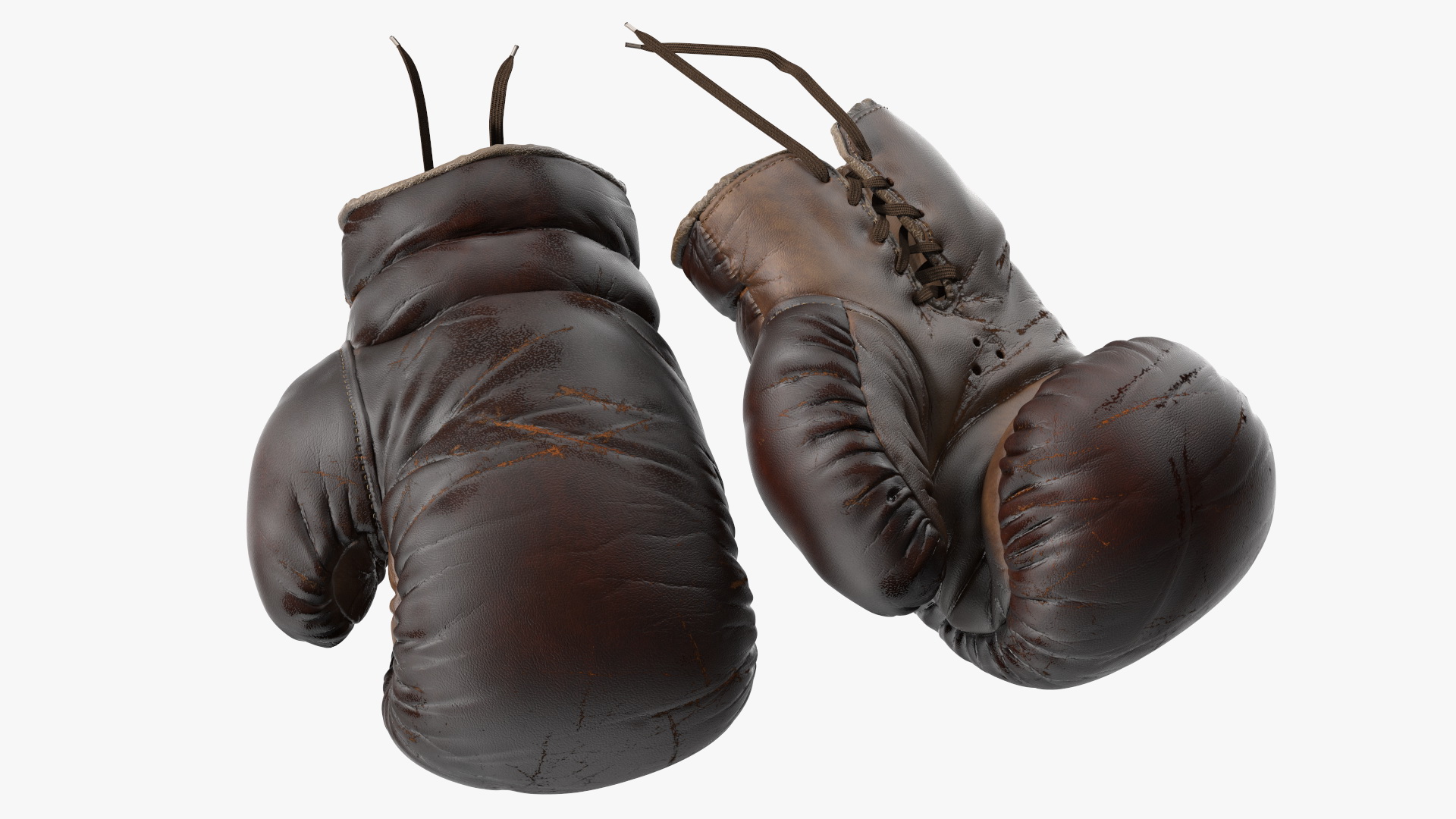 3D Old Brown Leather Boxing Gloves