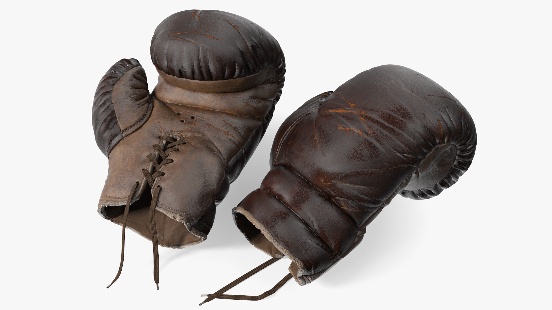 3D Old Brown Leather Boxing Gloves