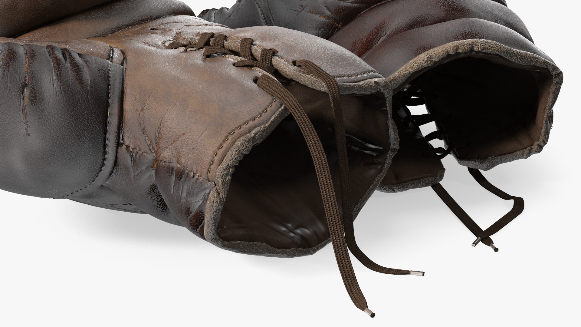 3D Old Brown Leather Boxing Gloves