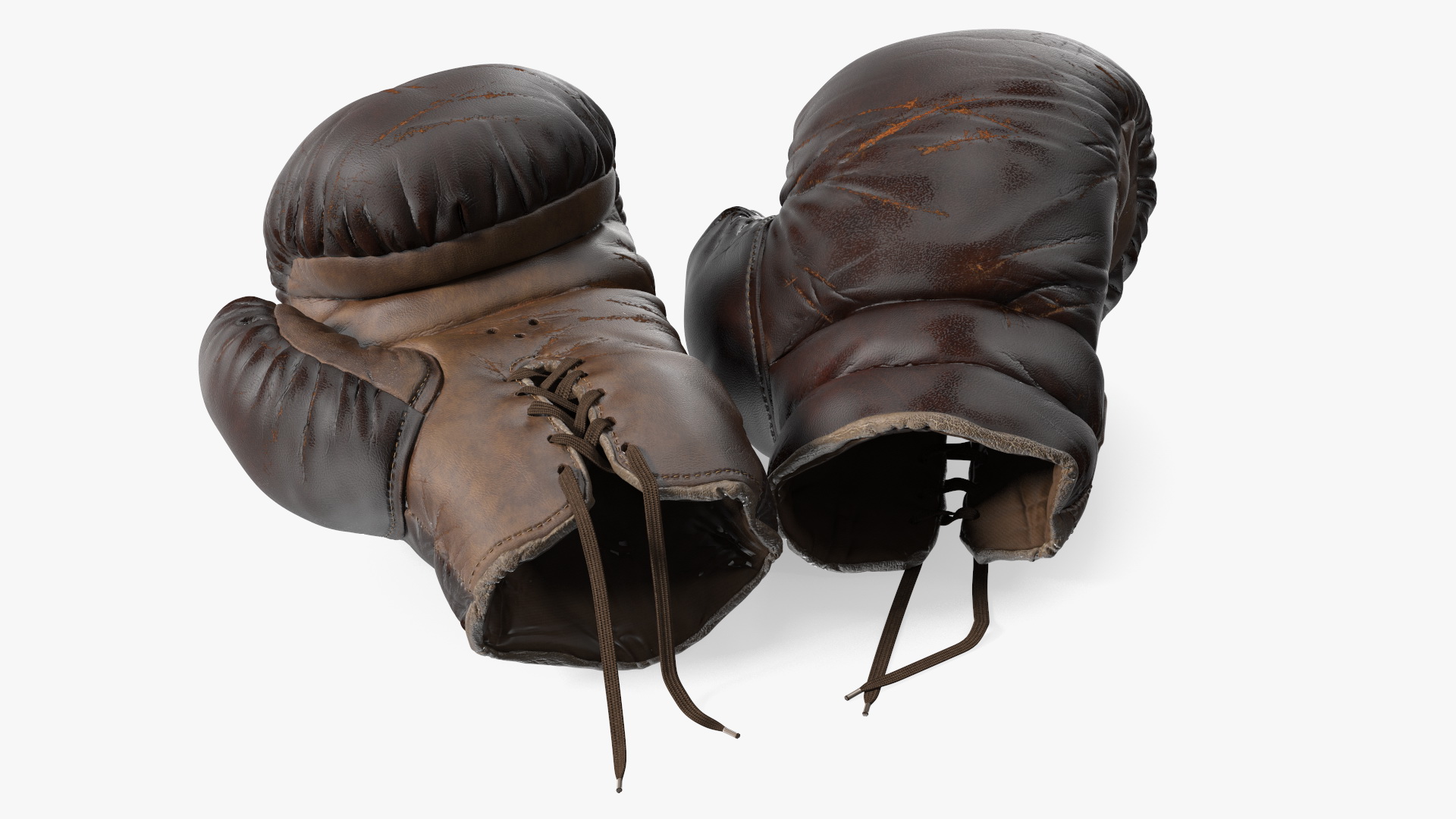 3D Old Brown Leather Boxing Gloves