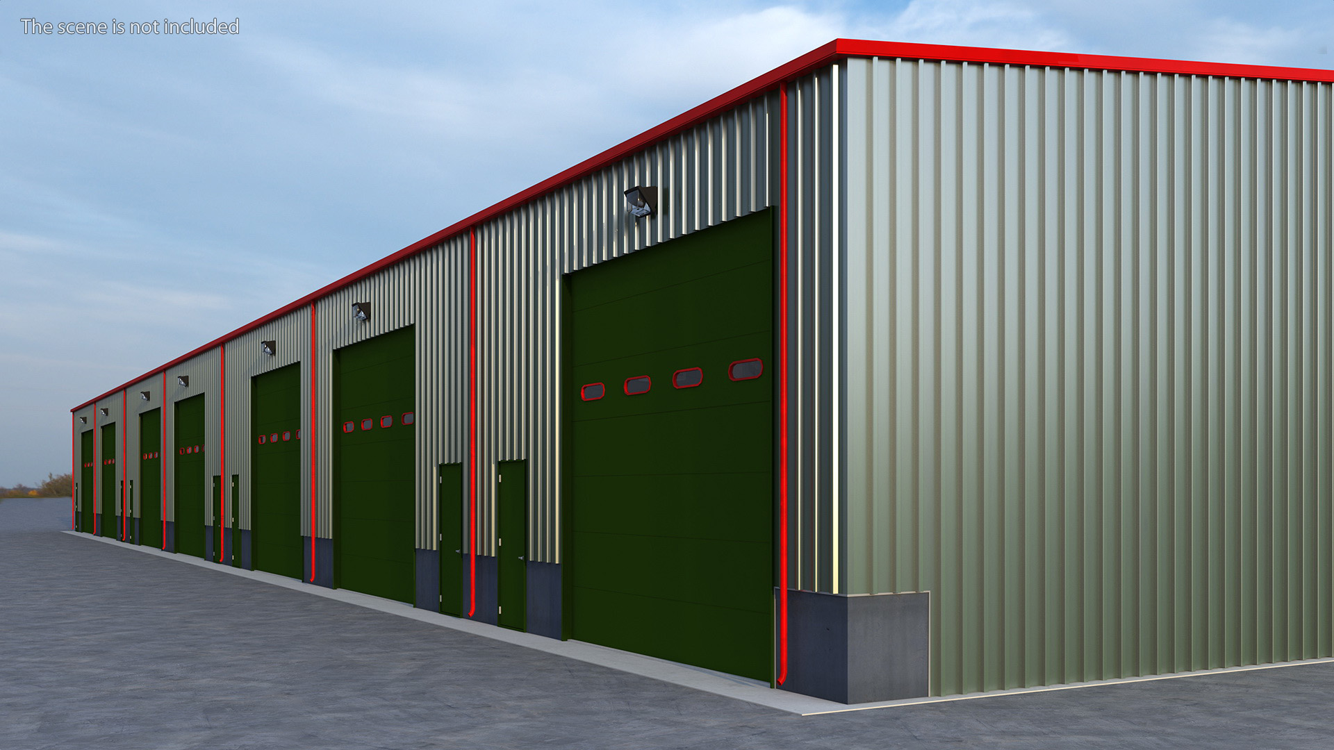 3D model Industrial Warehouse Building Green