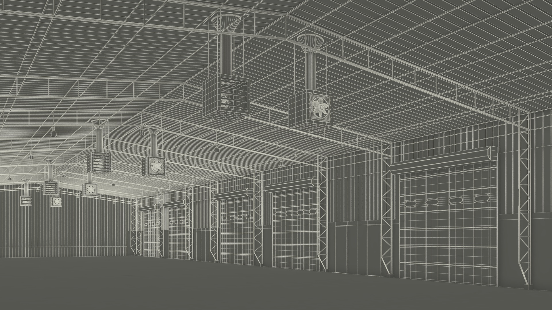 3D model Industrial Warehouse Building Green
