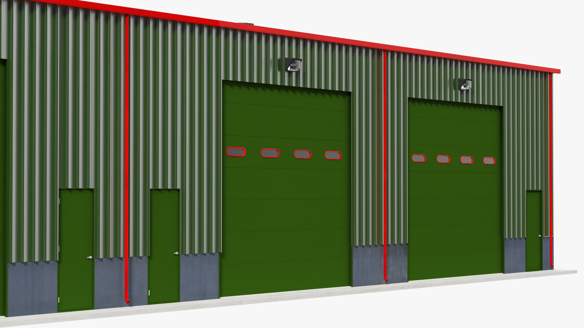 3D model Industrial Warehouse Building Green