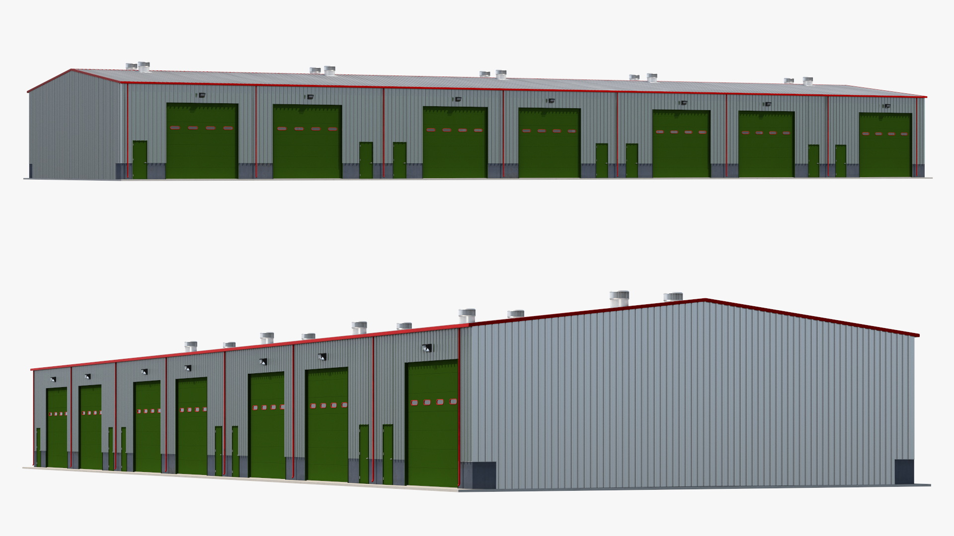 3D model Industrial Warehouse Building Green