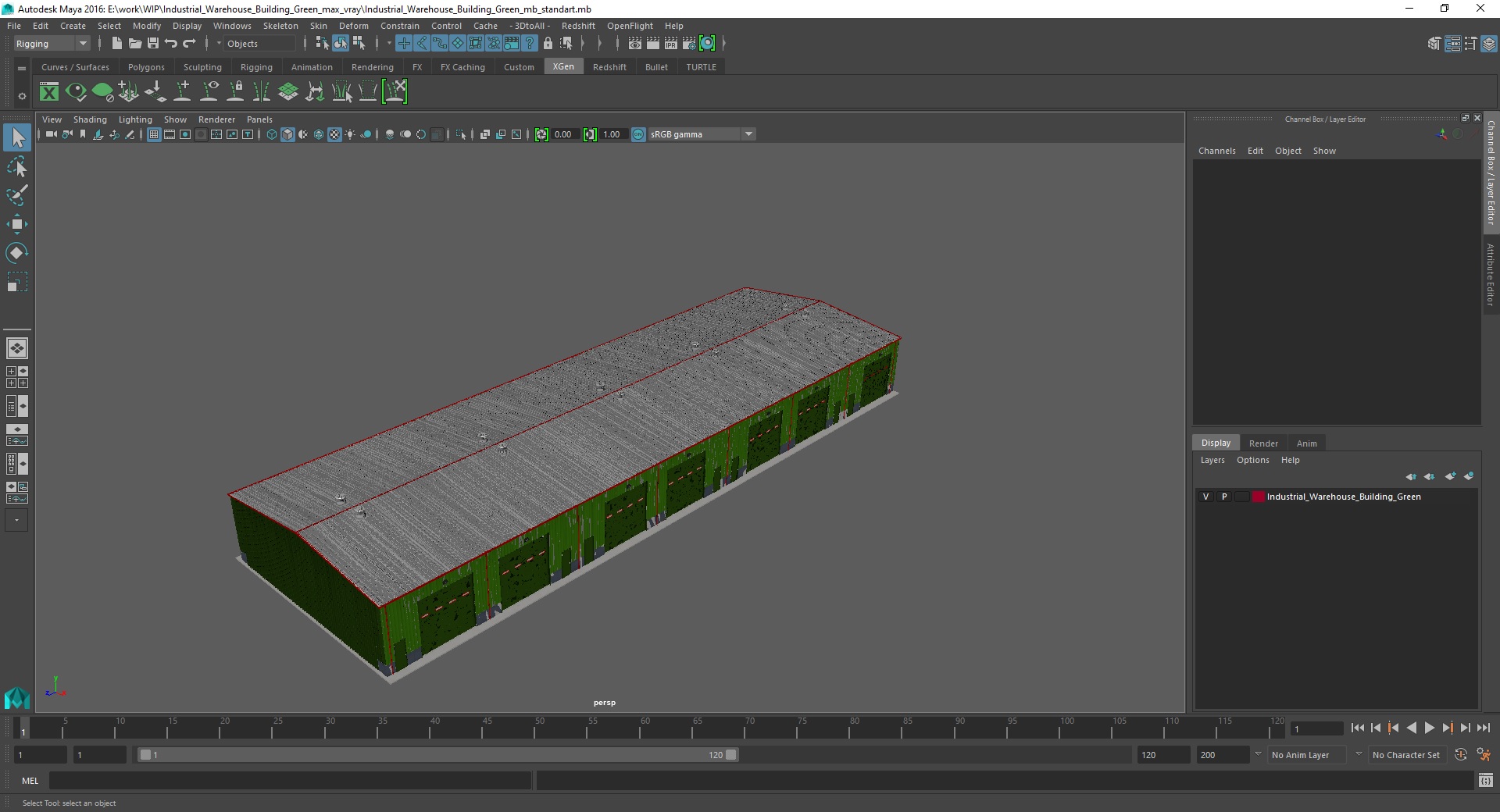 3D model Industrial Warehouse Building Green
