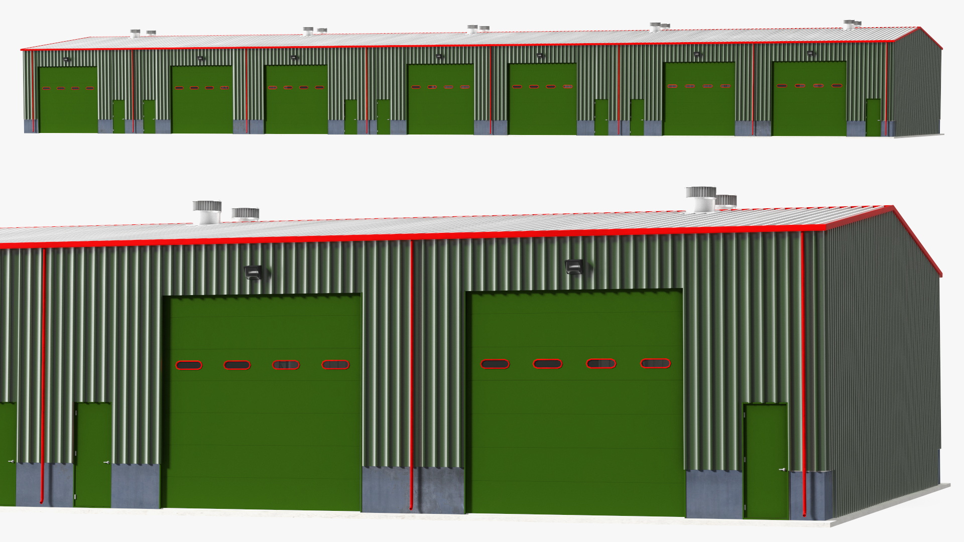 3D model Industrial Warehouse Building Green