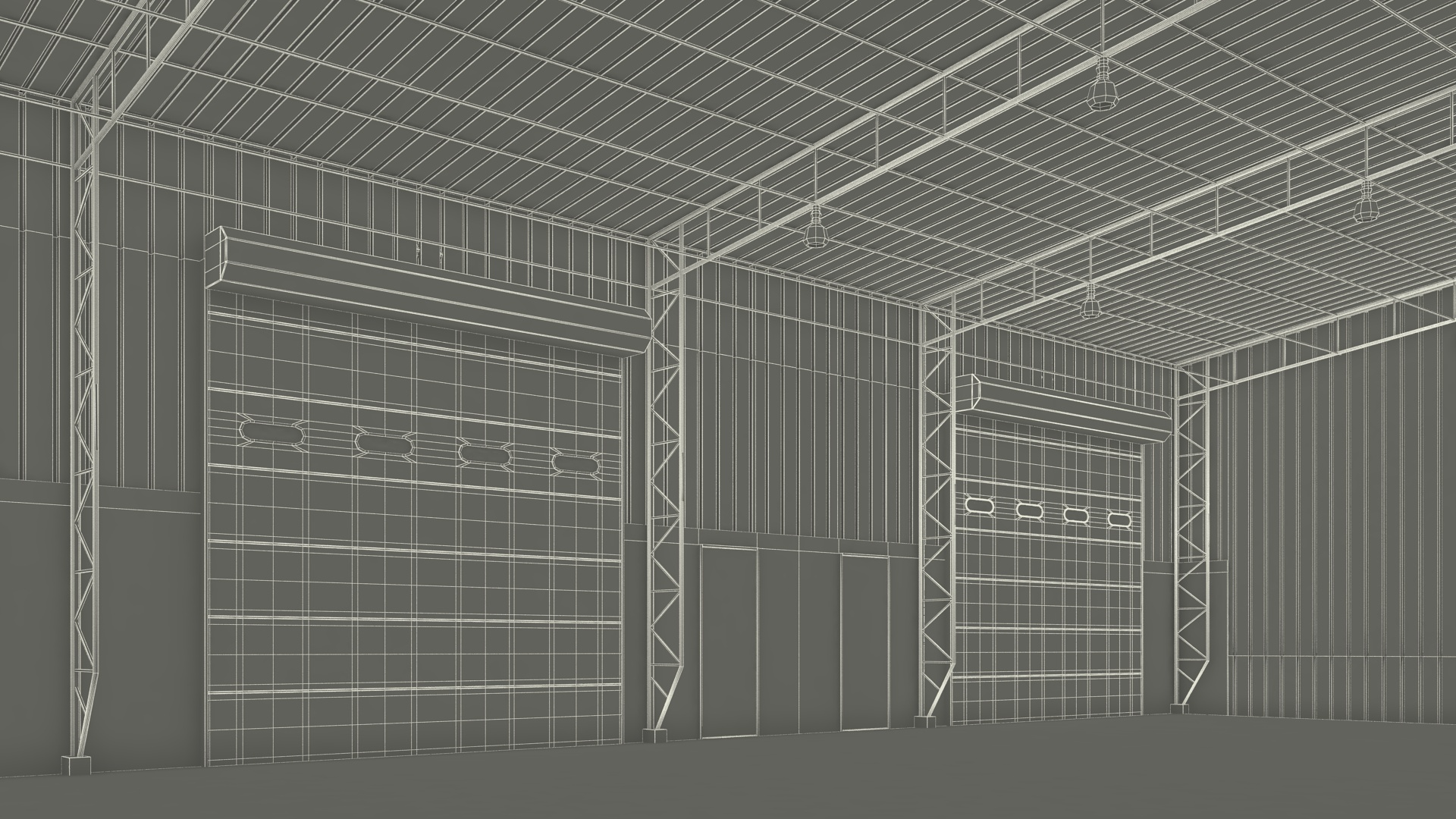 3D model Industrial Warehouse Building Green