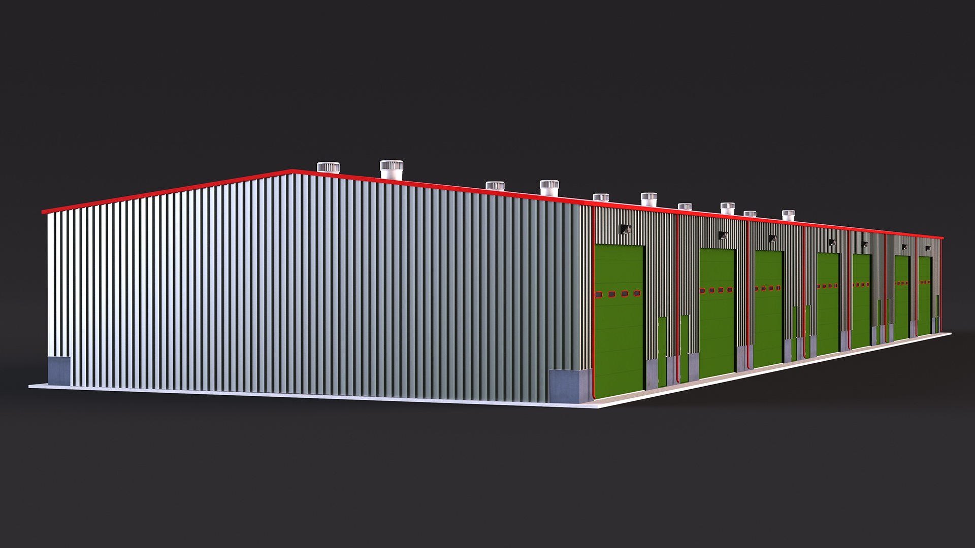 3D model Industrial Warehouse Building Green