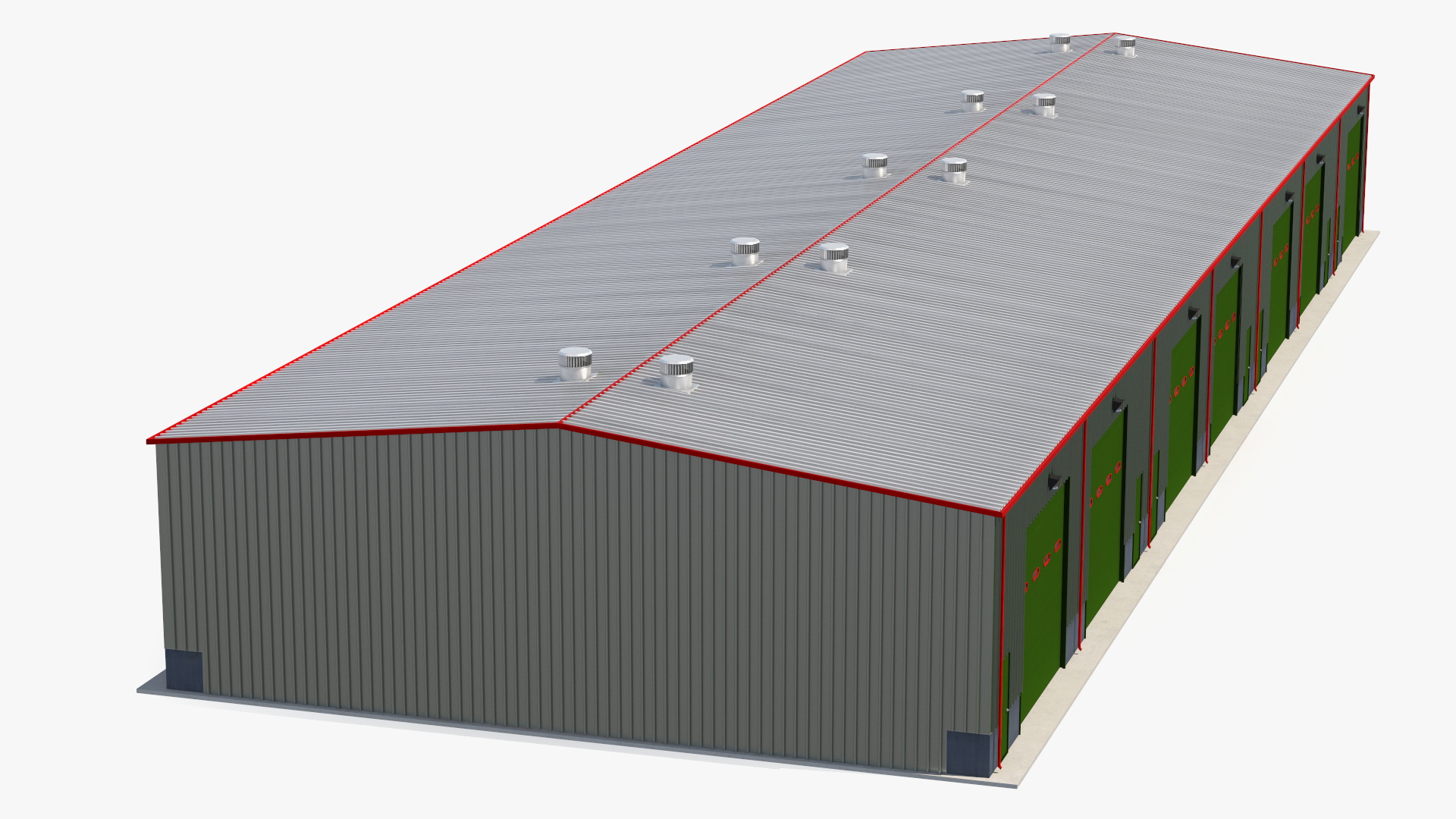 3D model Industrial Warehouse Building Green