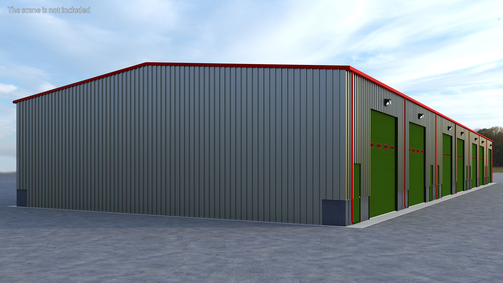 3D model Industrial Warehouse Building Green
