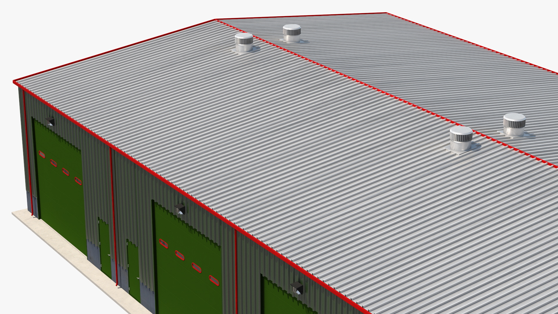 3D model Industrial Warehouse Building Green