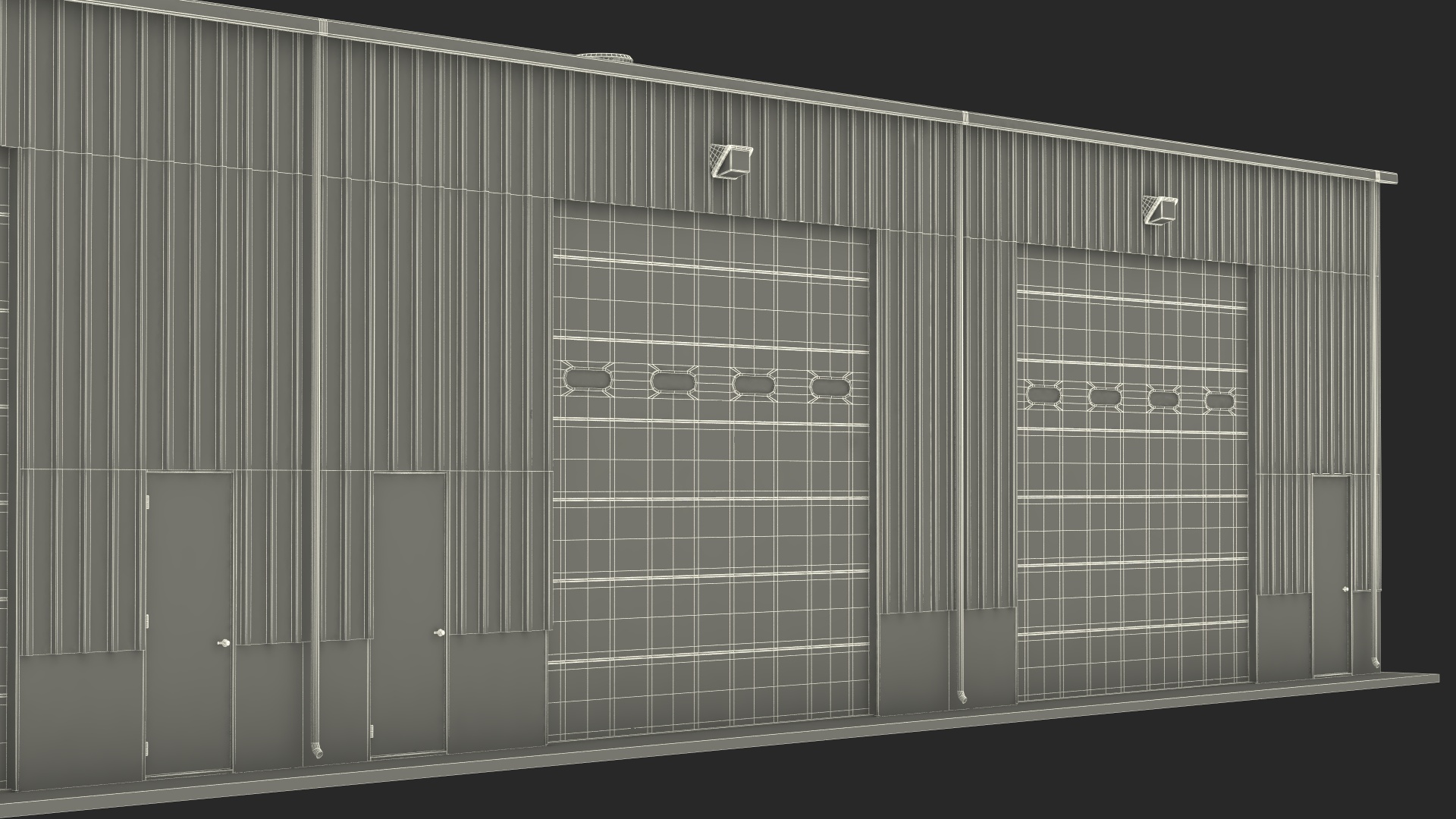 3D model Industrial Warehouse Building Green
