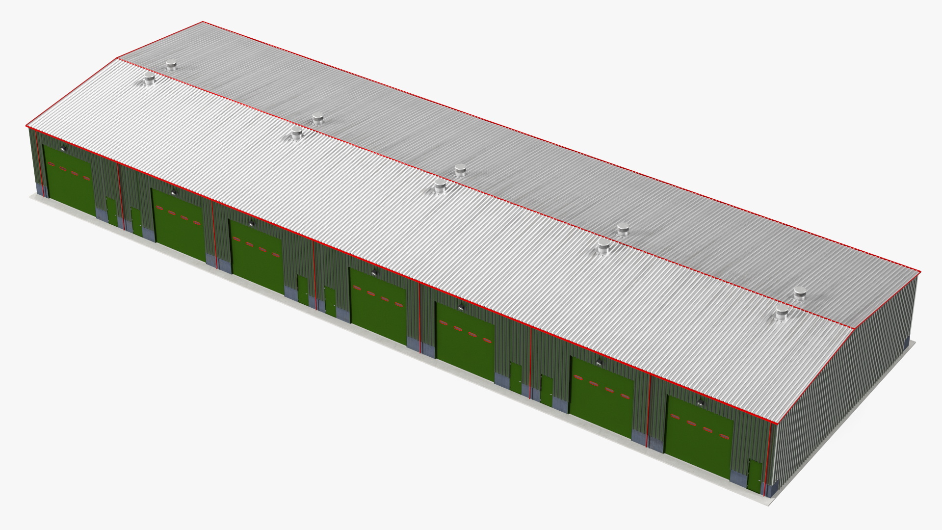 3D model Industrial Warehouse Building Green