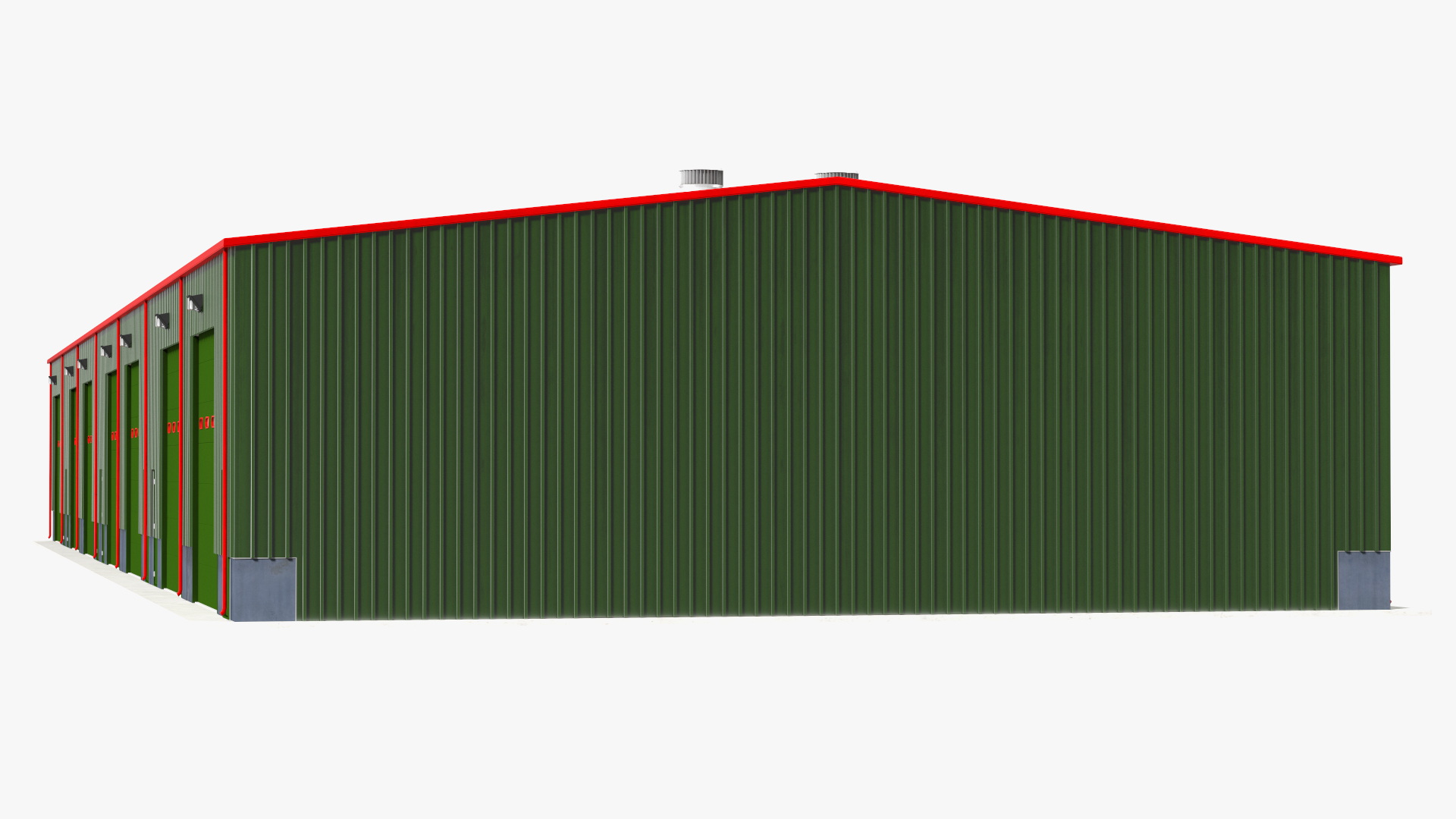 3D model Industrial Warehouse Building Green