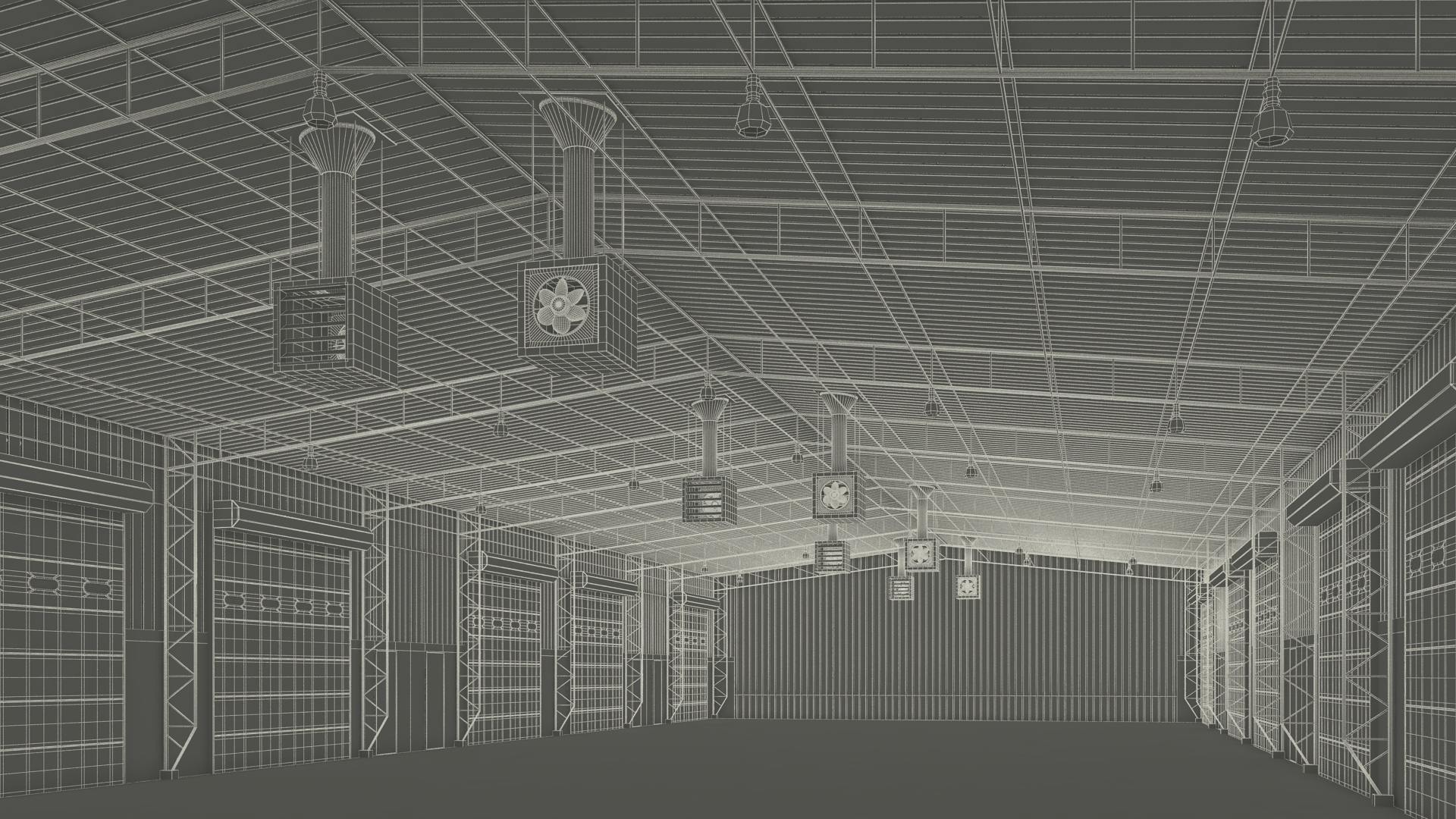 3D model Industrial Warehouse Building Green
