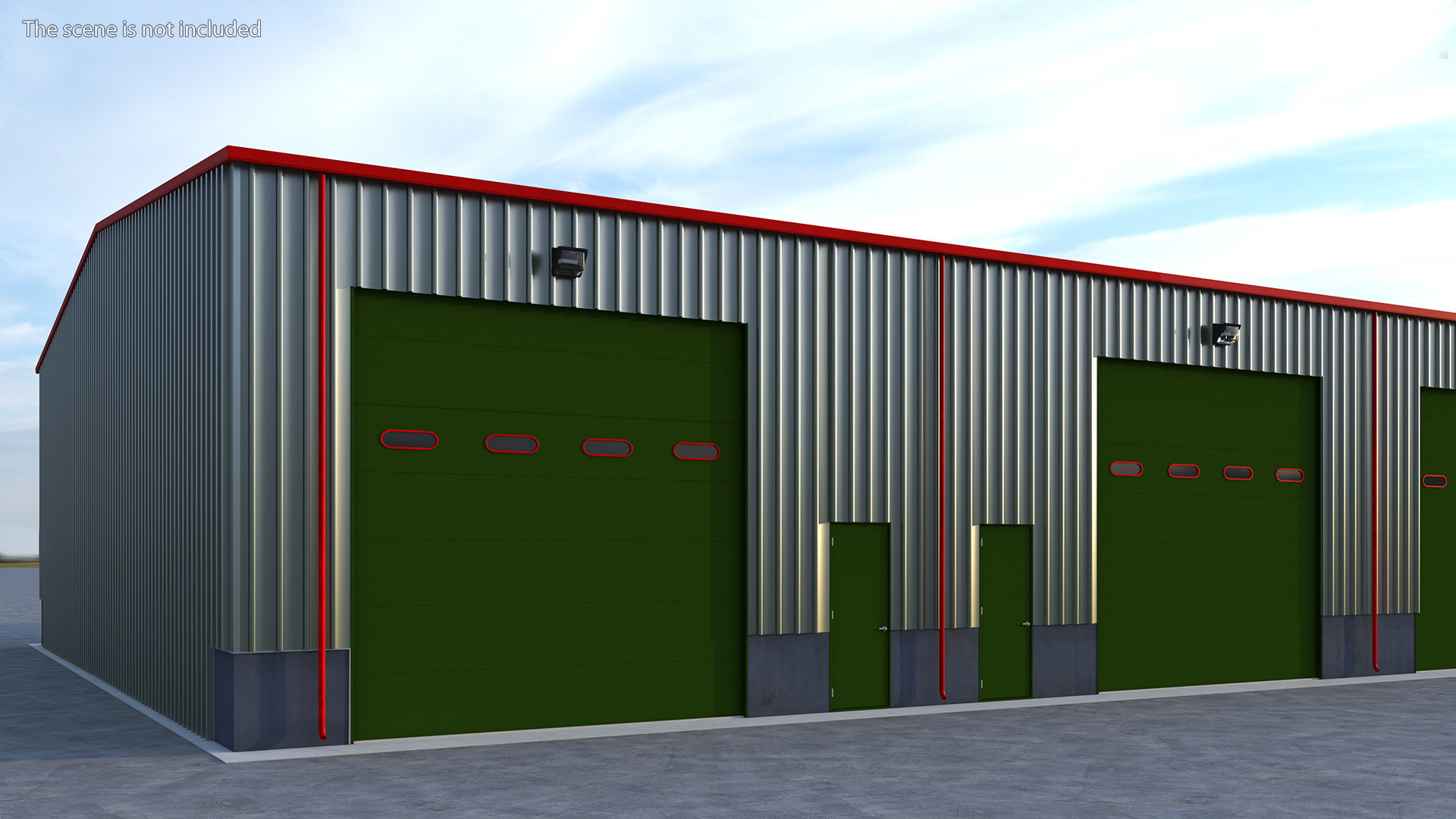 3D model Industrial Warehouse Building Green