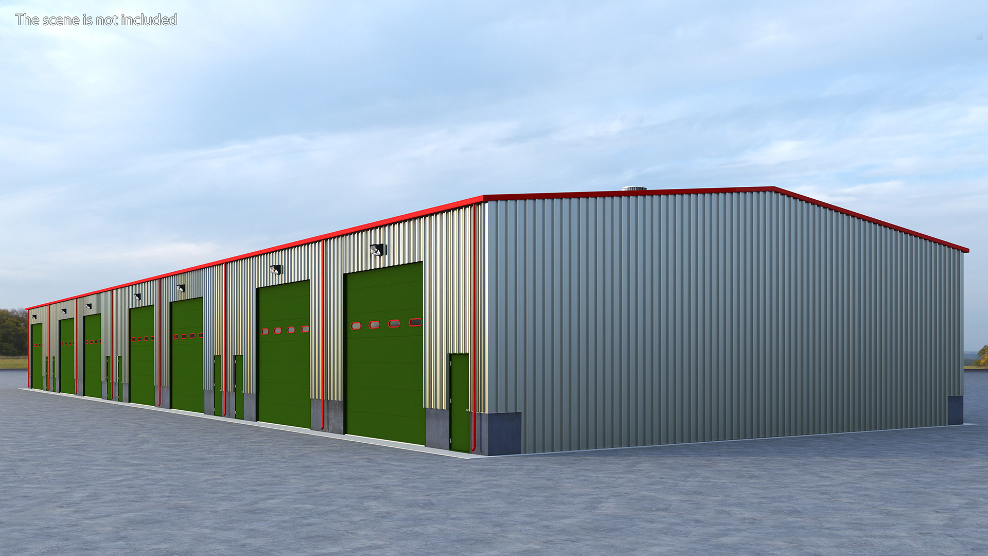 3D model Industrial Warehouse Building Green