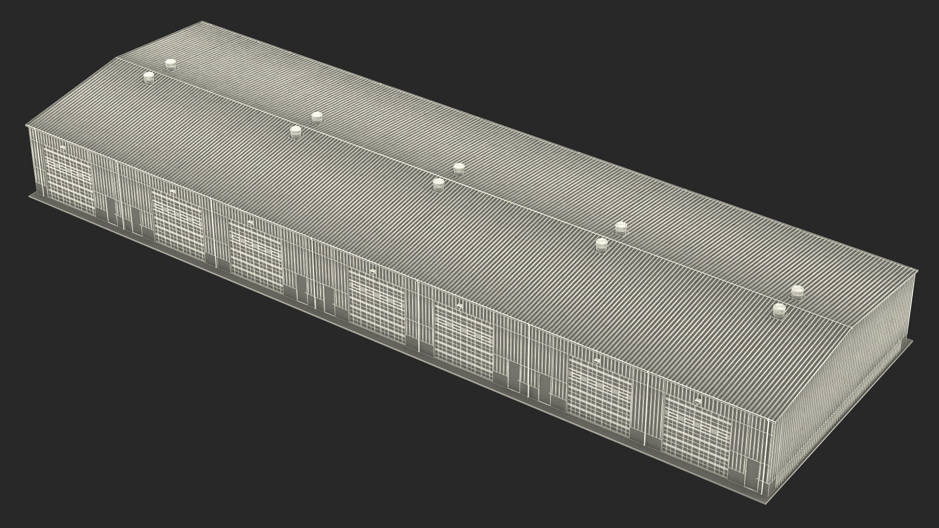 3D model Industrial Warehouse Building Green