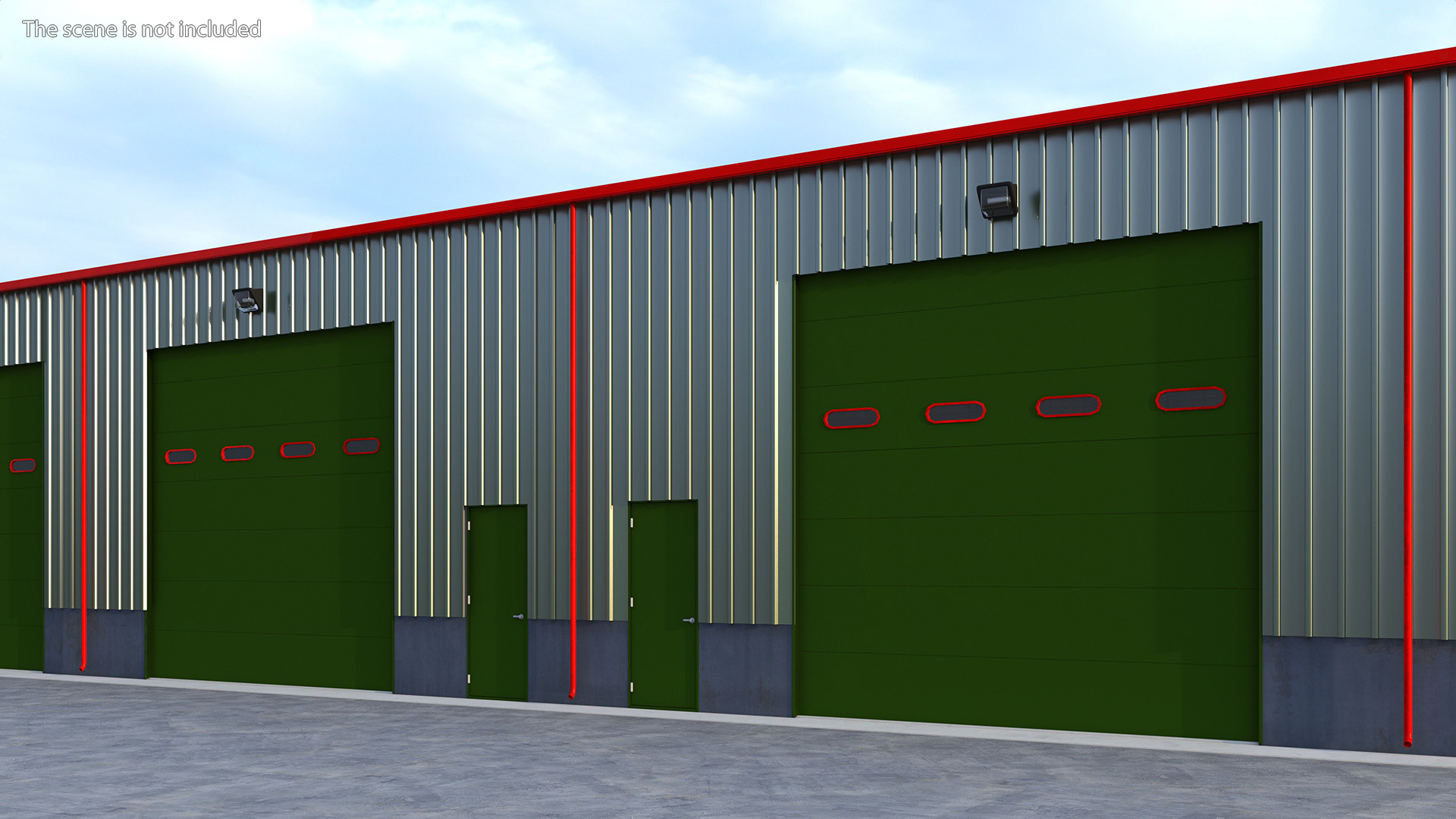 3D model Industrial Warehouse Building Green