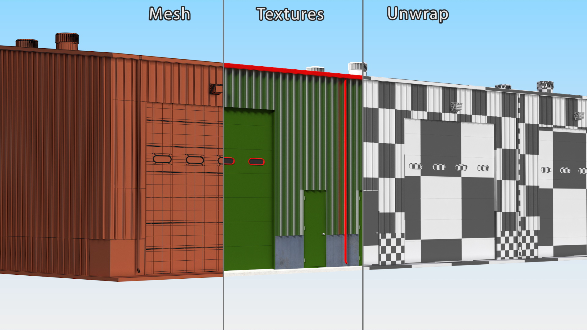 3D model Industrial Warehouse Building Green