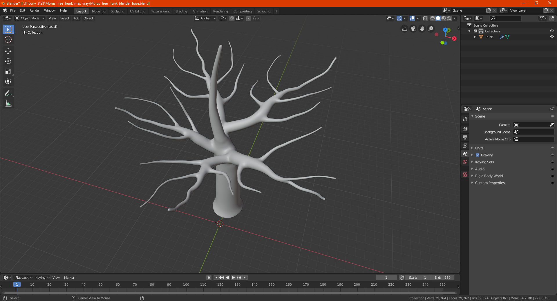 3D Morus Tree Trunk