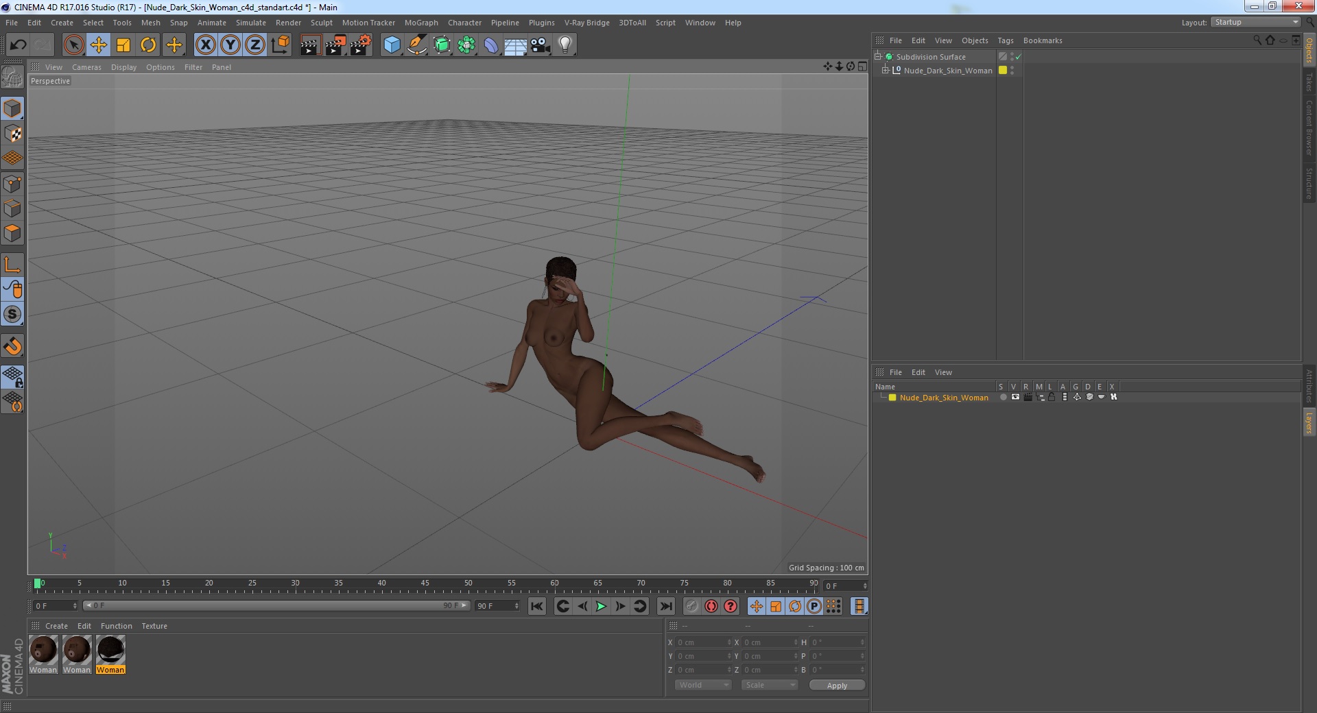 3D model Nude Dark Skin Woman