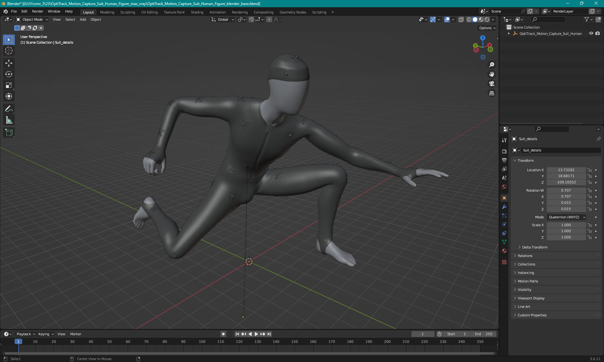 OptiTrack Motion Capture Suit Human Figure 3D