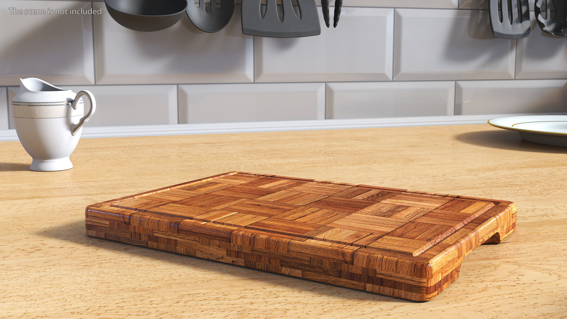 Small Bamboo Chopping Board Dark 3D