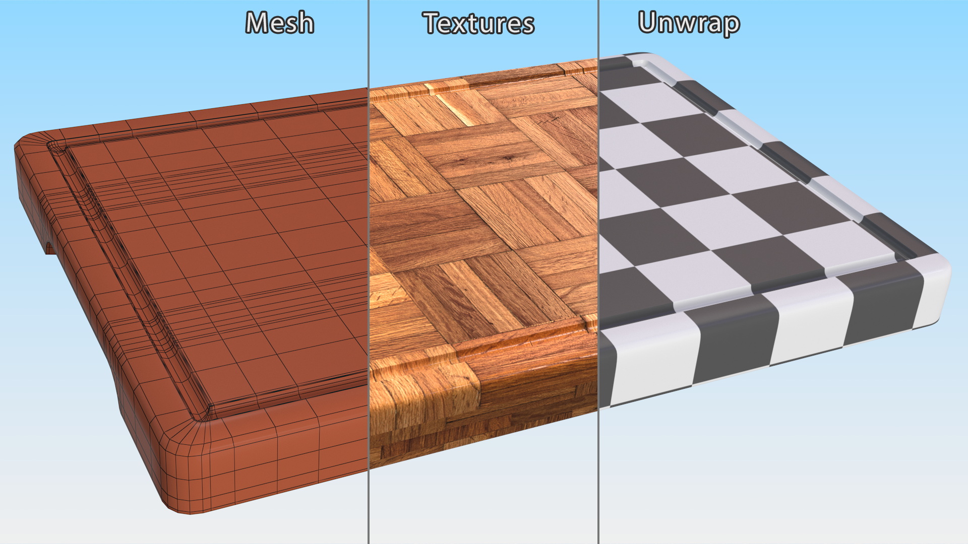 Small Bamboo Chopping Board Dark 3D