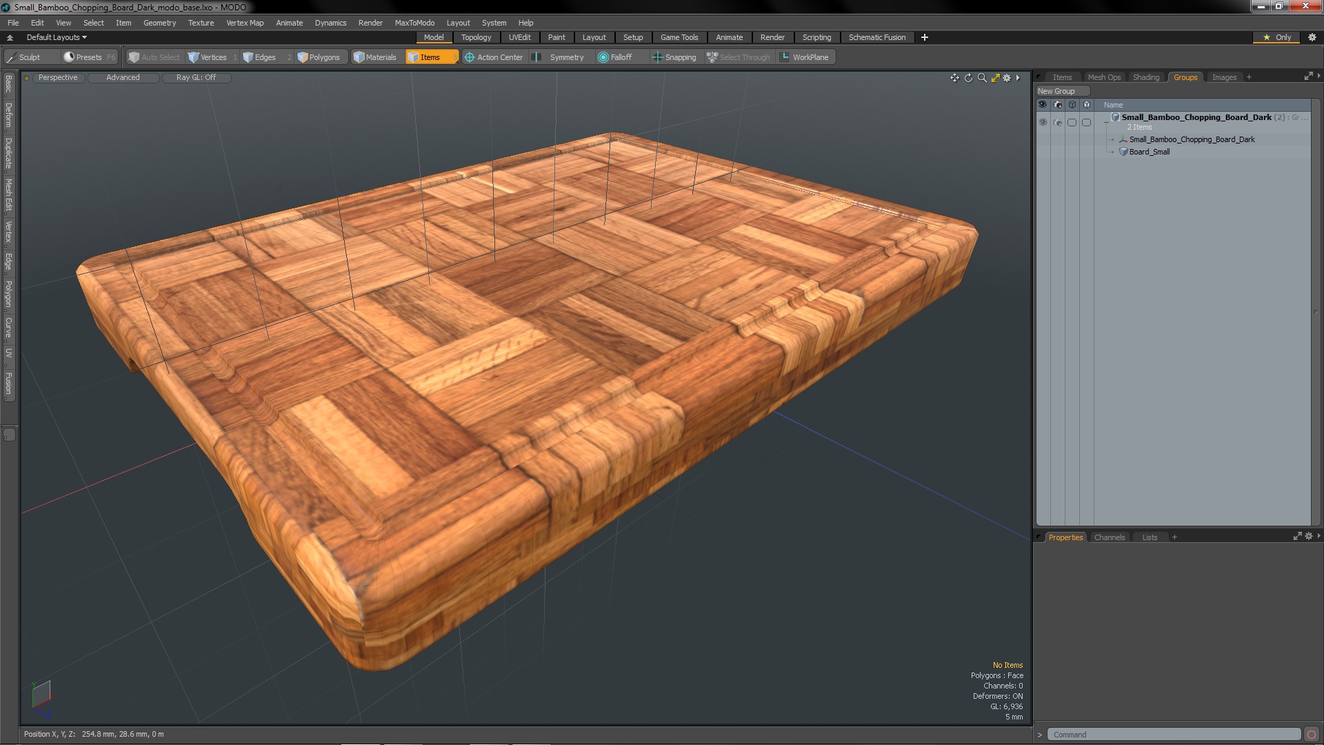 Small Bamboo Chopping Board Dark 3D