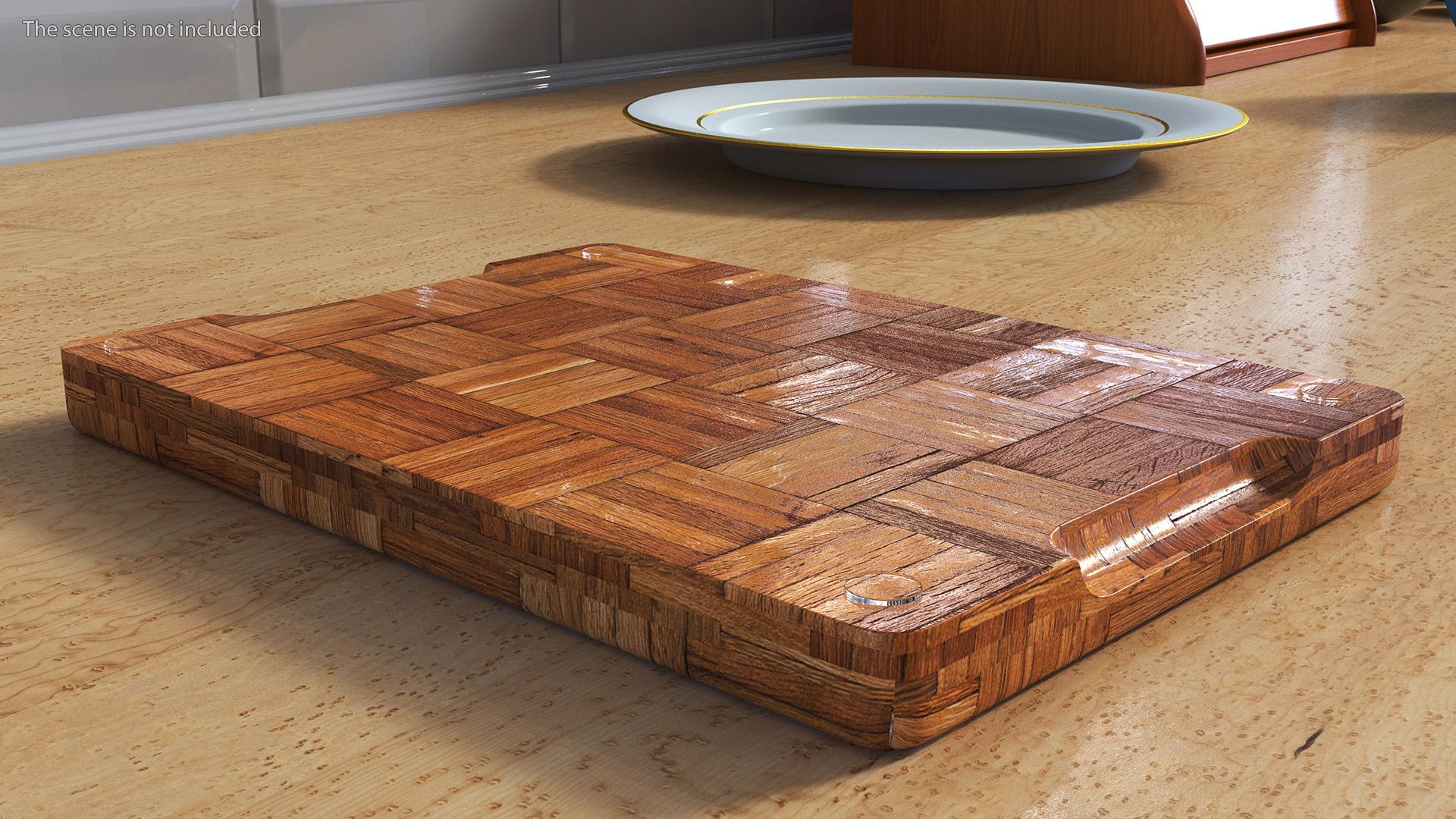 Small Bamboo Chopping Board Dark 3D